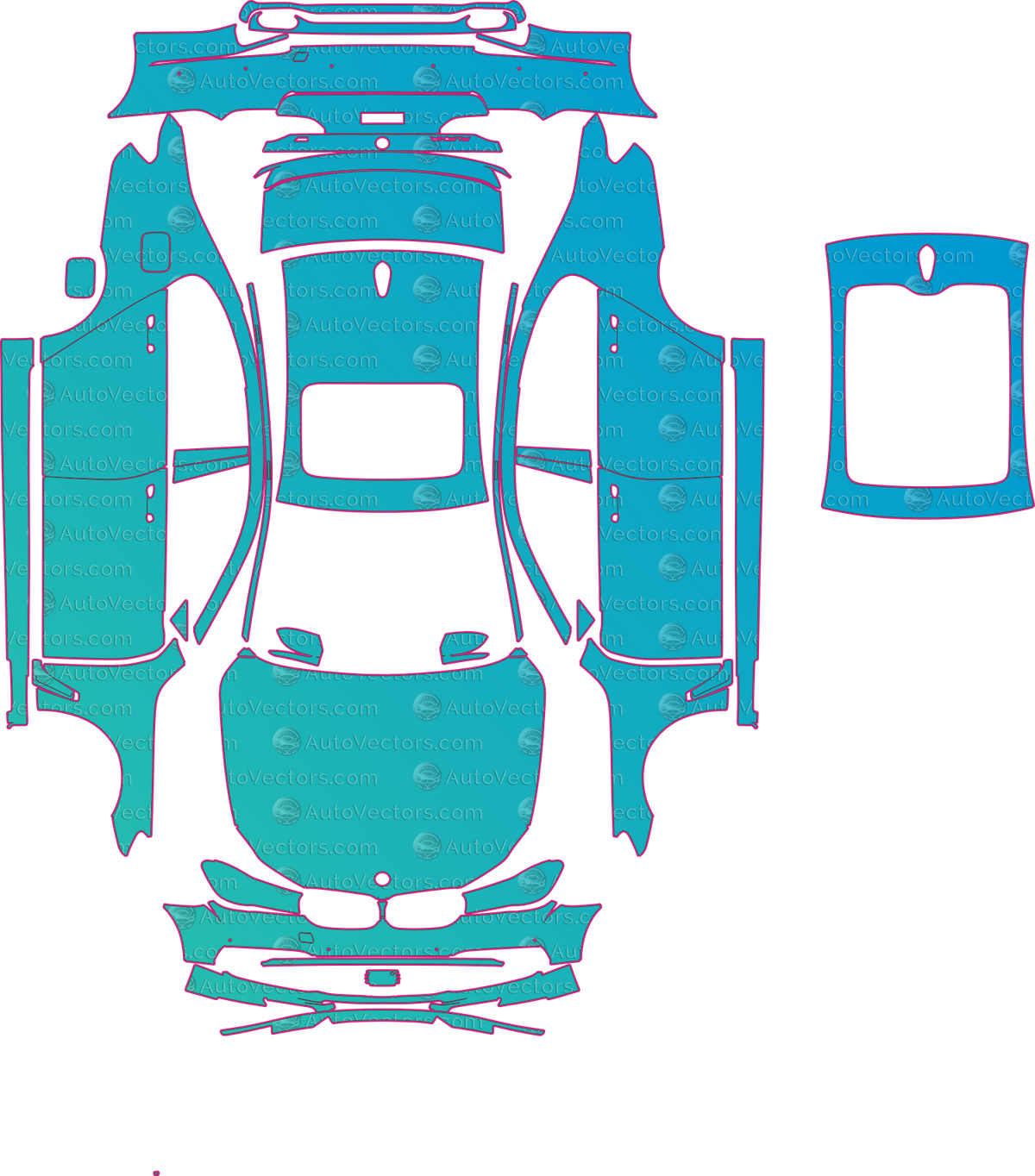 BMW B7 Alpina G12 (From 2017) Sedan – pre-cut PPF pattern templates, instant digital download vector cut files (CDR, AI, PDF, SVG)