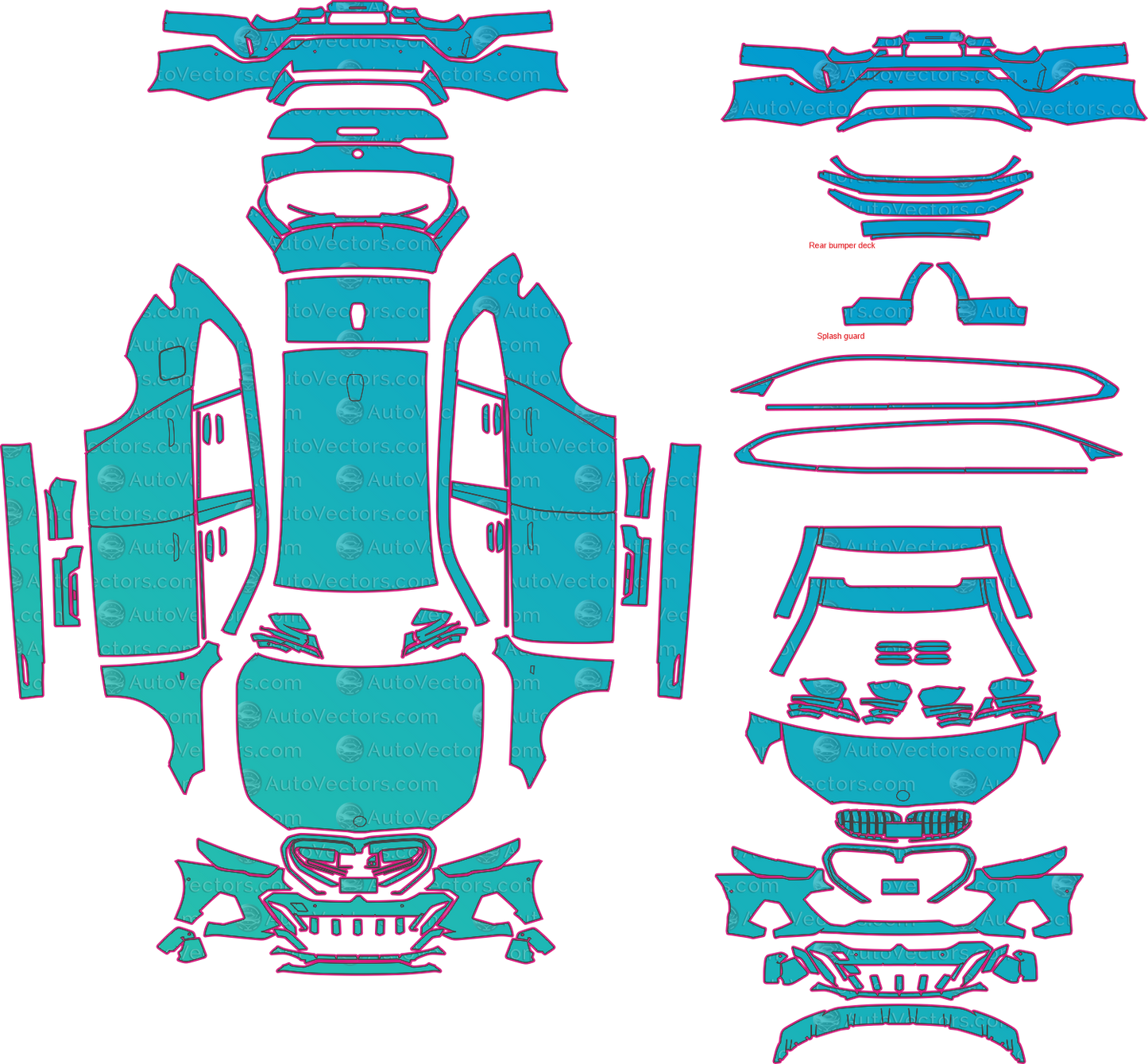 BMW i5 M60 M Sport Touring (From 2024) Pre-Cut PPF Pattern Templates – pre-cut PPF pattern templates, digital download vector files (CDR, AI, PDF, DXF, SVG)