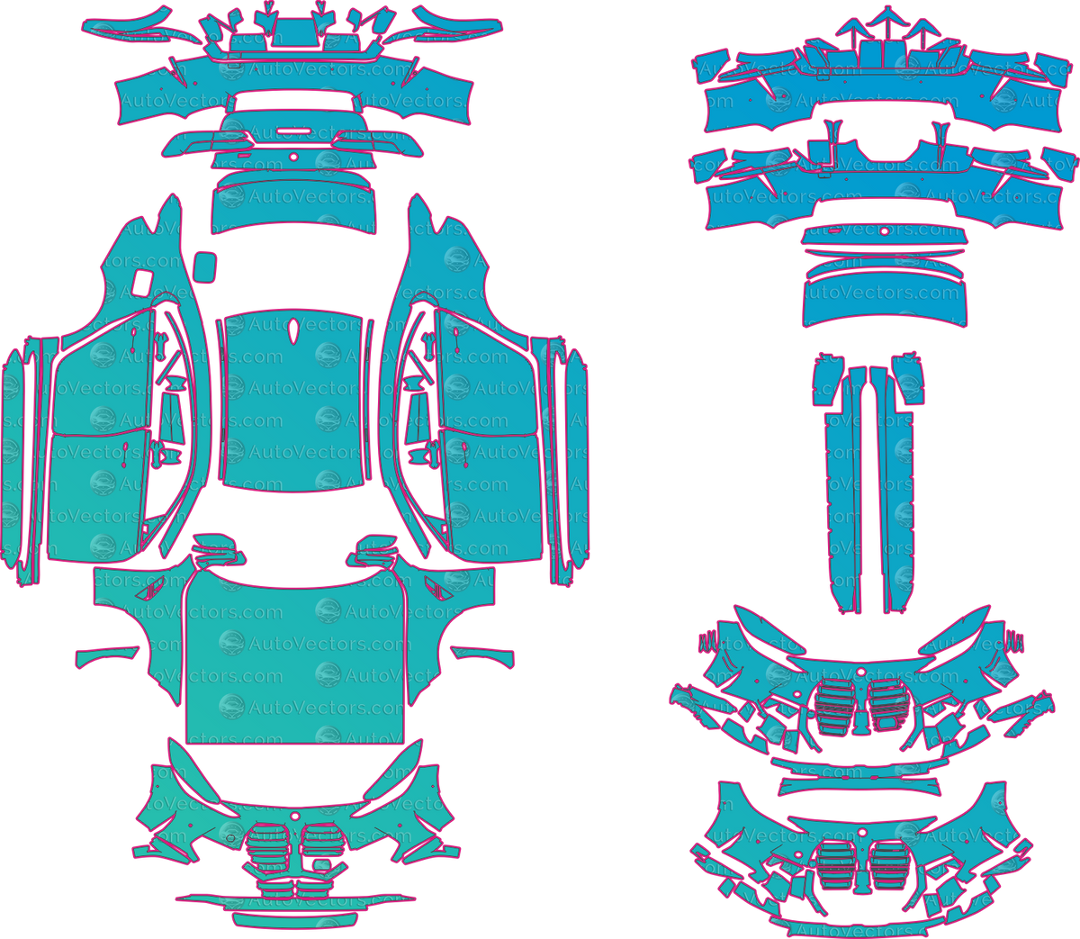 BMW M3 G80 Competition With M Carbon Package LCI (From 2024) sedan – pre-cut PPF pattern templates, instant digital download vector cut files (CDR, AI, PDF, SVG)