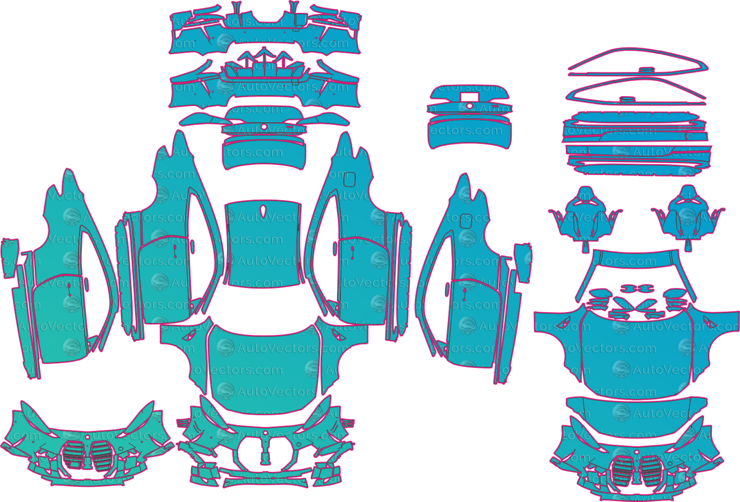 BMW M4 G82 Competition Facelift (From 2024) Coupe Pre-Cut PPF Pattern Templates – pre-cut PPF pattern templates, digital download vector files (CDR, AI, PDF, DXF, SVG)