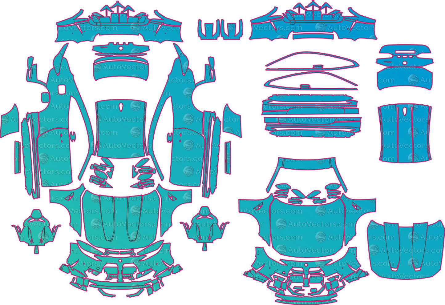 BMW M4 G82 CSL (From 2023) Coupe Pre-Cut PPF Pattern Templates – pre-cut PPF pattern templates, digital download vector files (CDR, AI, PDF, DXF, SVG)