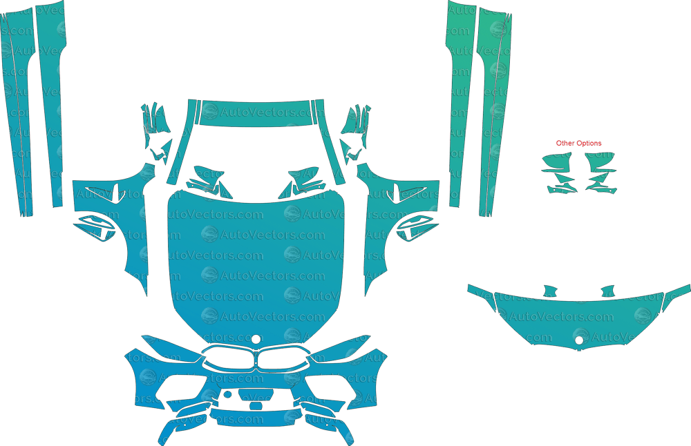 BMW M8 Competition LCI G15 (From 2022) Coupe pre-cut PPF vector template download