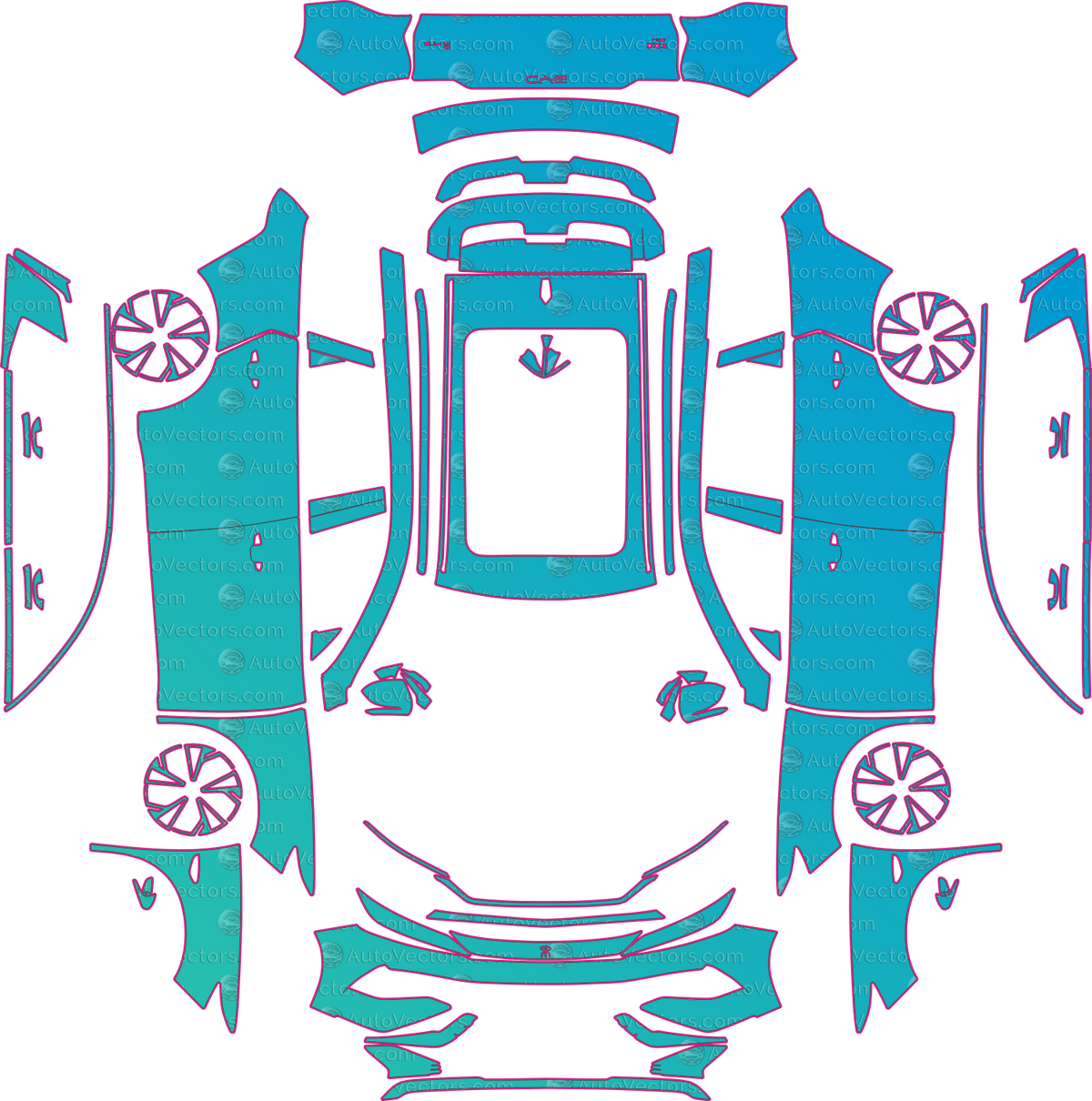 BYD Song Pro DM-i (From 2025) SUV pre-cut PPF pattern layout