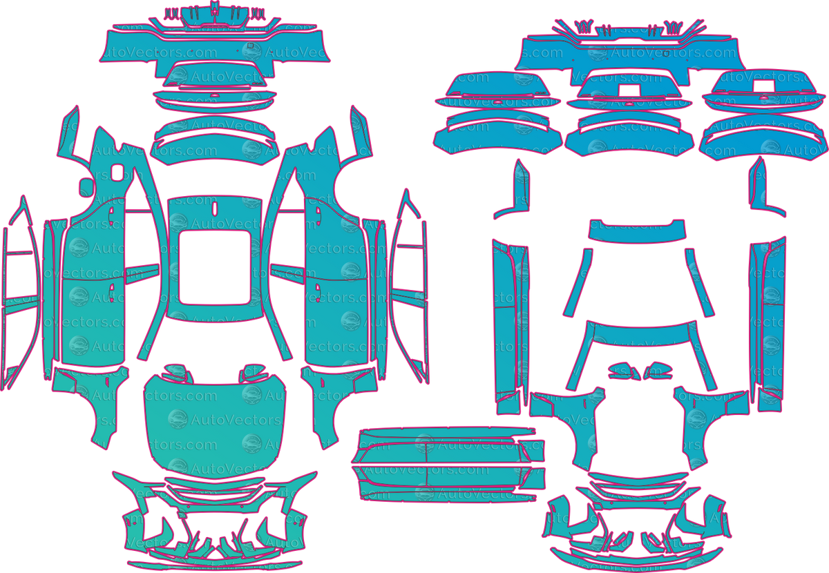 Cadillac CT5 V-Series Blackwing (From 2025) Sedan pre-cut PPF pattern layout