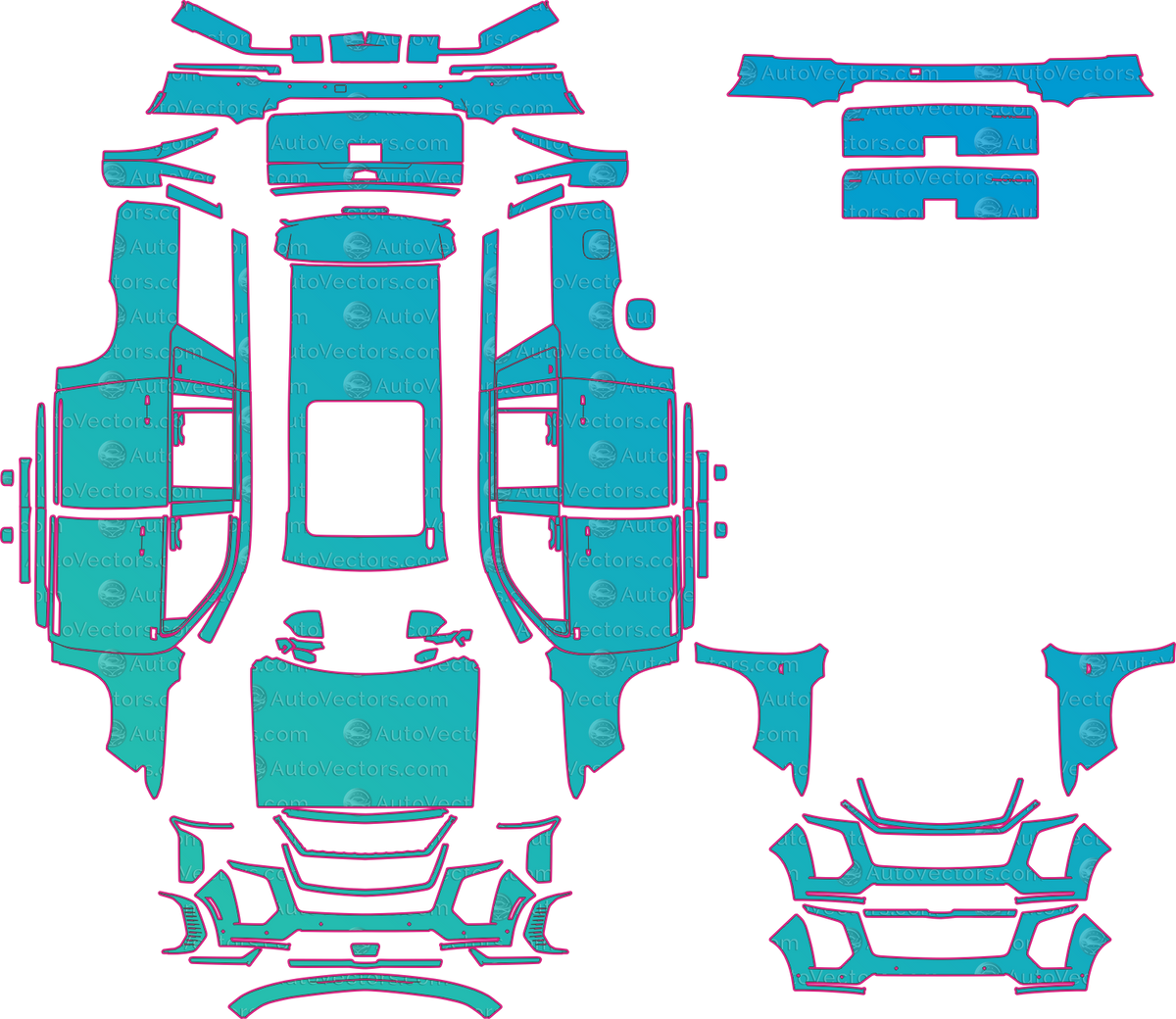 Cadillac Escalade Platinum ESV (From 2025) SUV pre-cut PPF pattern layout
