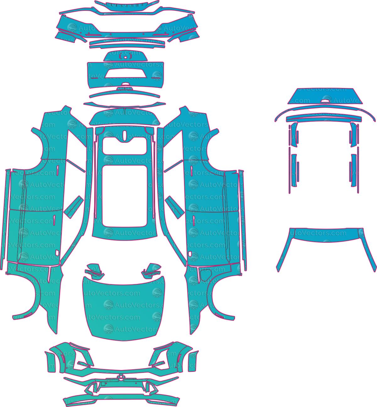 Cadillac Vistiq Platinum (From 2026) SUV pre-cut PPF pattern layout