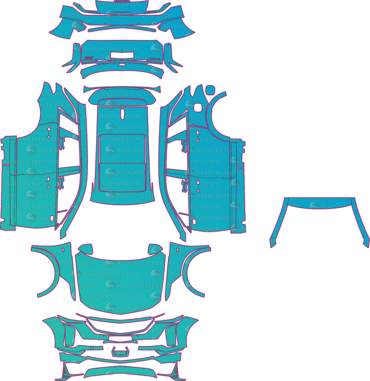 Cadillac XT5 Base (From 2025) SUV pre-cut PPF pattern layout