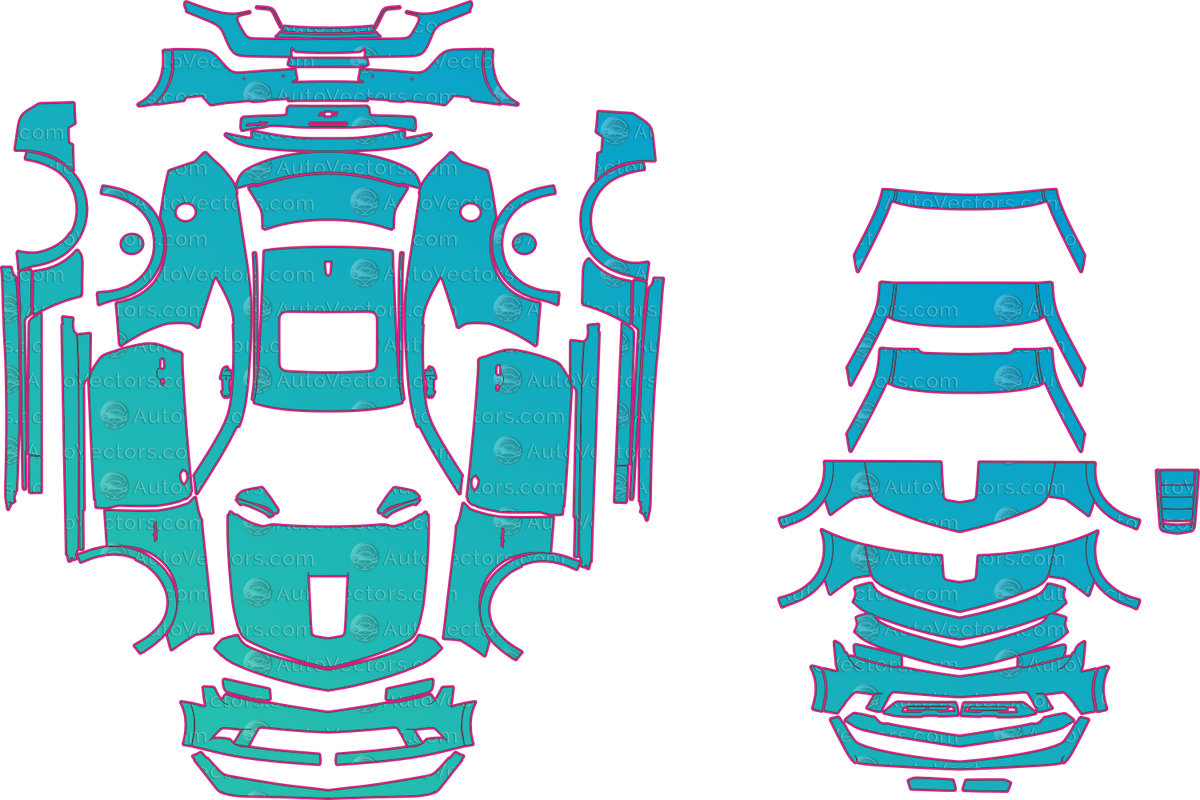 Chevrolet Camaro Z28 (From 2014) Coupe pre-cut PPF pattern layout