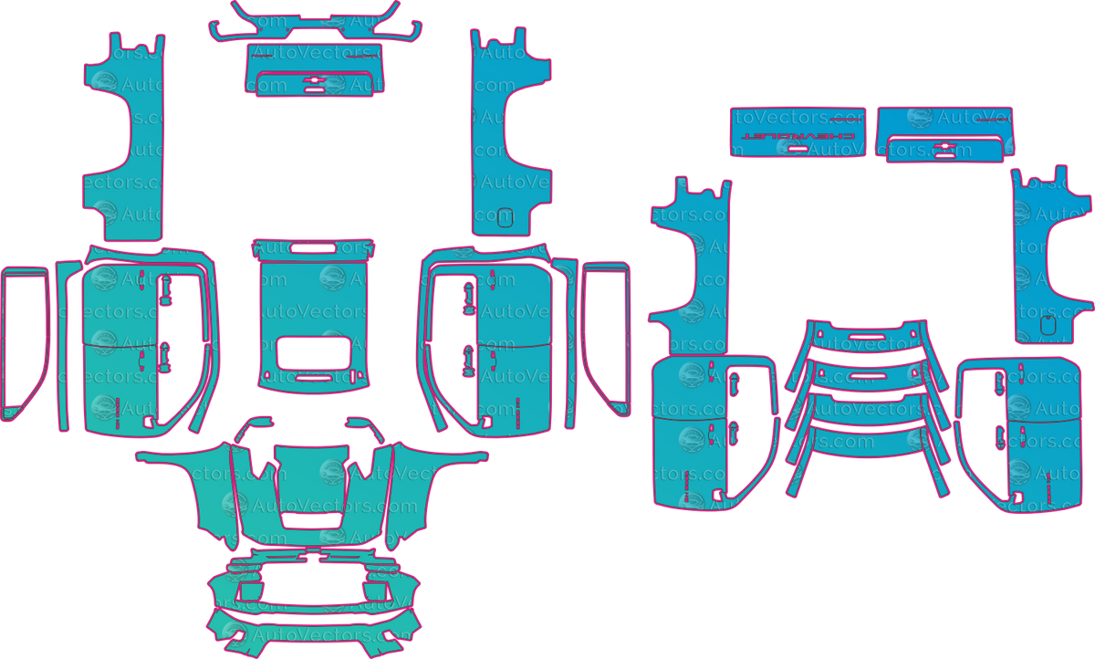 Chevrolet Silverado HD 2500 Custom (From 2025) Pickup pre-cut PPF pattern layout