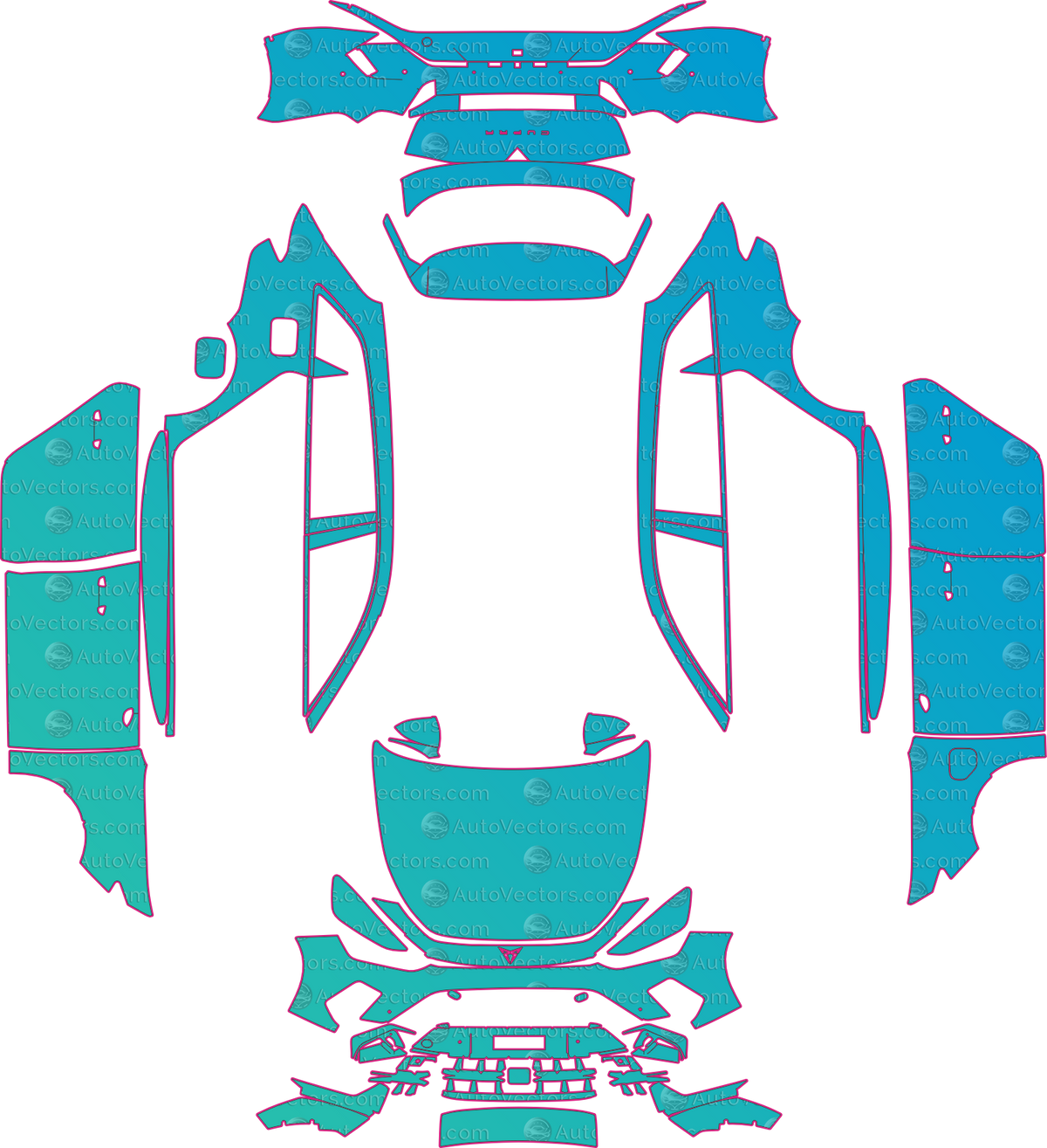 Cupra Leon VZ (From 2025) Wagon Pre-Cut PPF Pattern Templates – pre-cut PPF pattern templates, digital download vector files (CDR, AI, PDF, DXF, SVG)