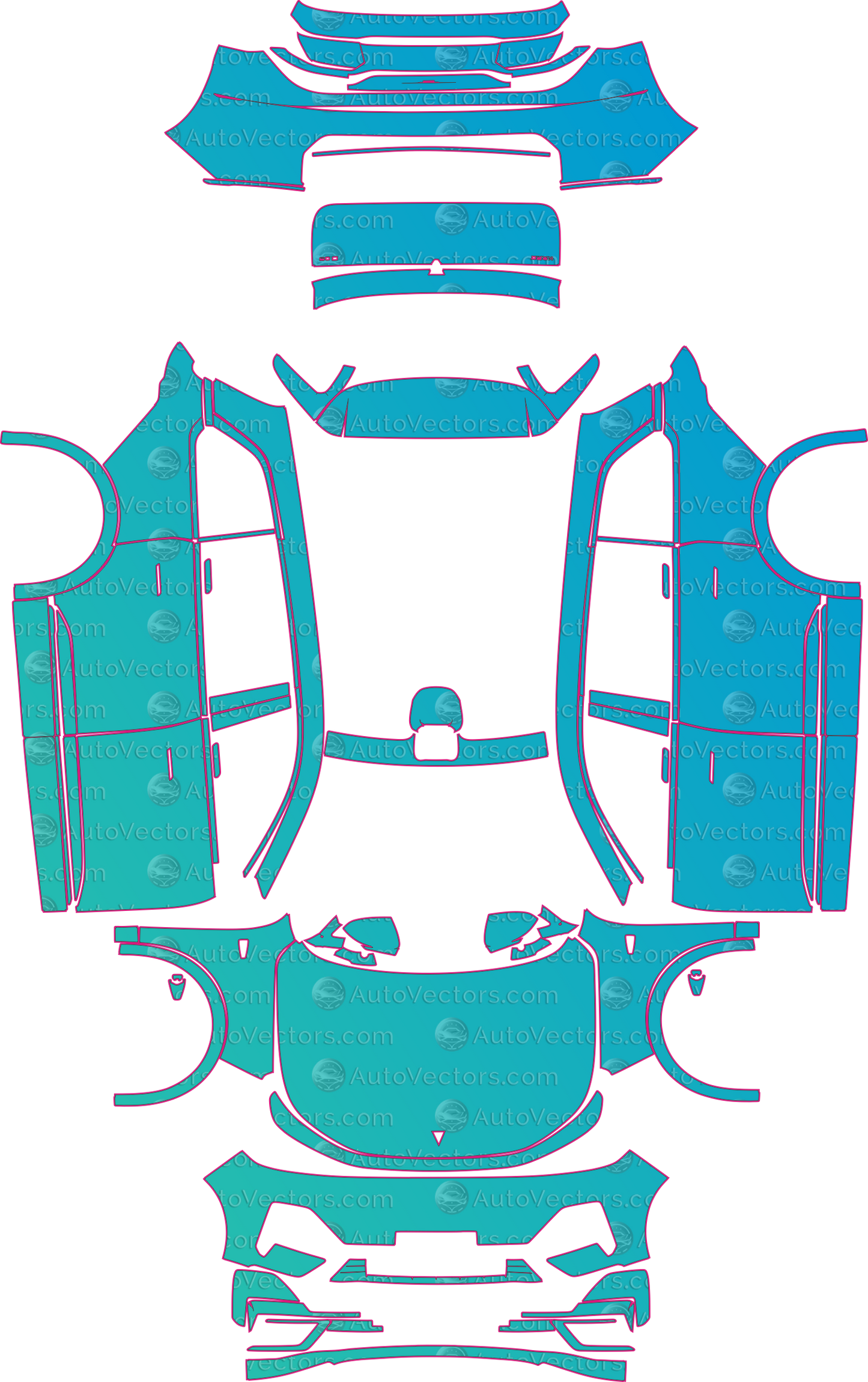 Deepal S09 Ultra (From 2025) SUV Pre-Cut PPF Pattern Templates – pre-cut PPF pattern templates, digital download vector files (CDR, AI, PDF, DXF, SVG)