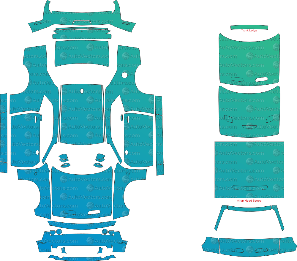 Dodge Challenger SRT Hellcat, Redeye (From 2019) Coupe pre-cut PPF vector template download