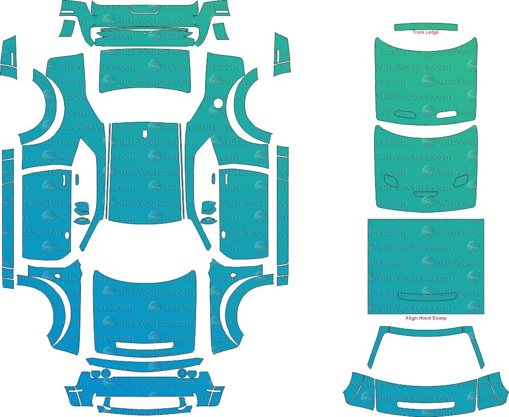 Dodge Challenger SRT Hellcat Redeye Widebody (From 2018) Coupe pre-cut PPF vector template download