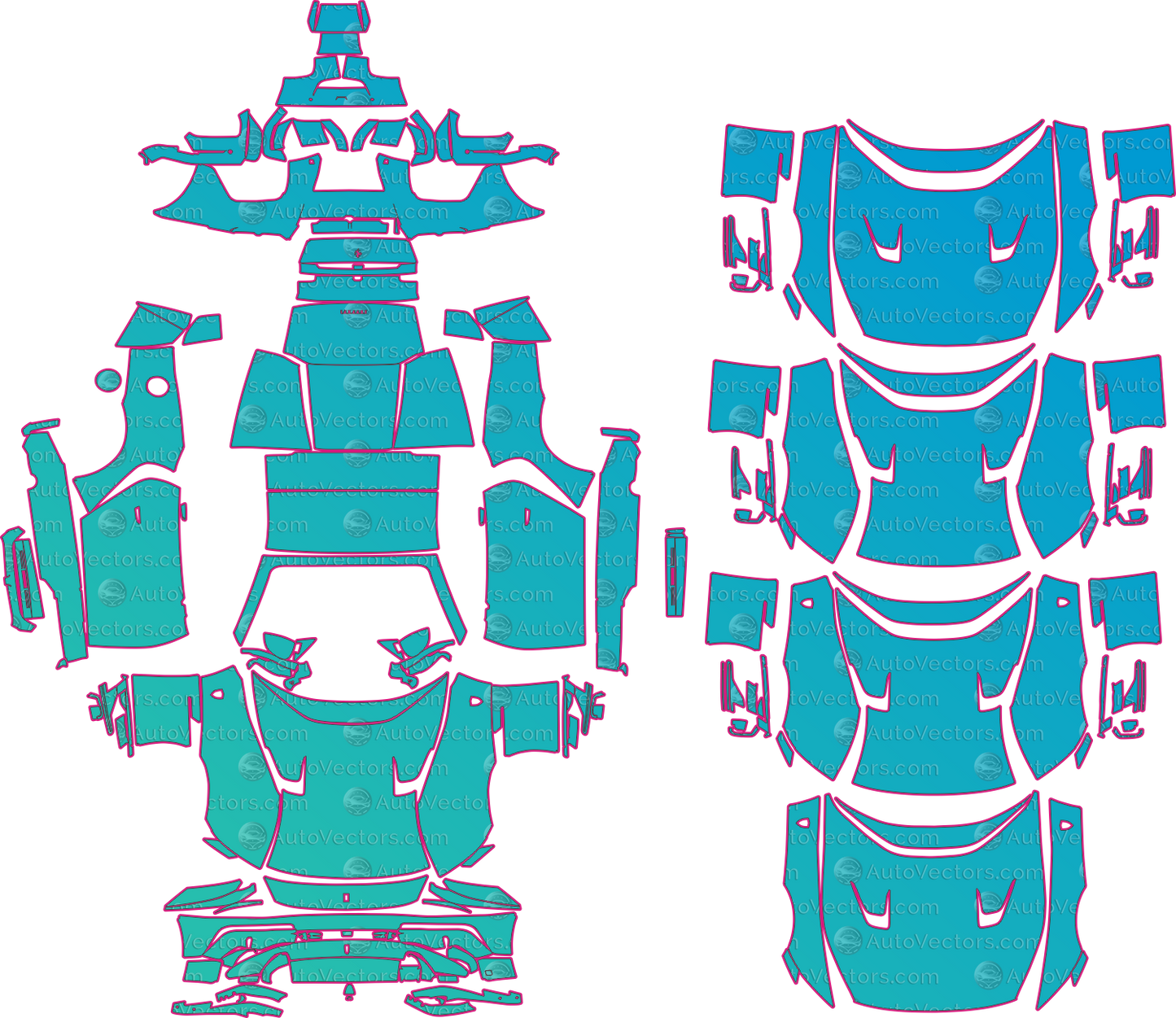 Ferrari 12Cilindri Spider F167 (From 2025) Convertible Pre-Cut PPF Pattern Templates – pre-cut PPF pattern templates, digital download vector files (CDR, AI, PDF, DXF, SVG)