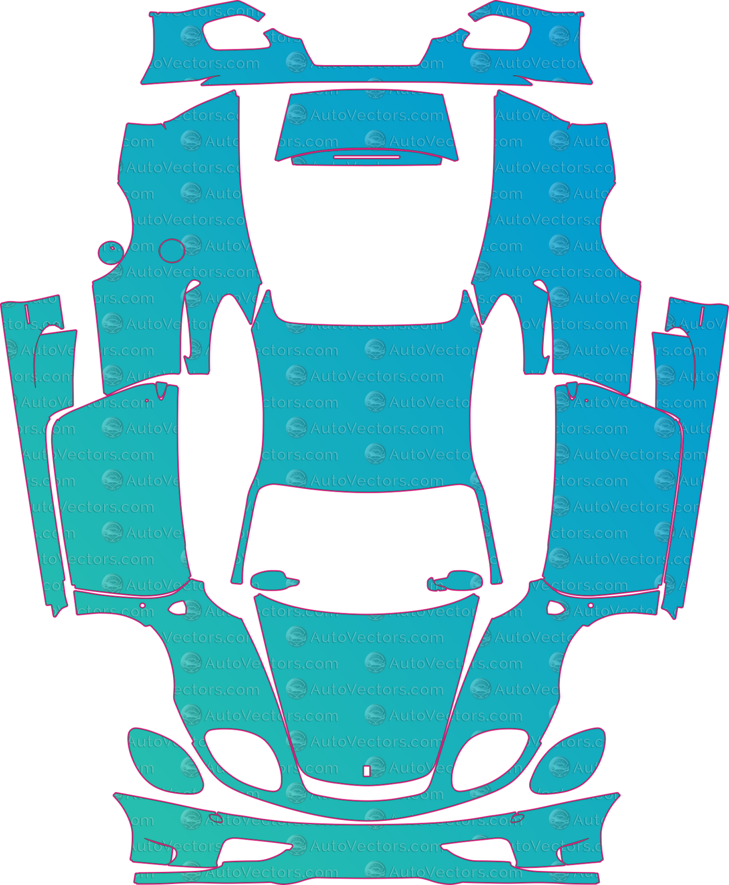 Ferrari 360 Challenge Stradale F131 (From 2004) Coupe Pre-Cut PPF Pattern Templates – pre-cut PPF pattern templates, digital download vector files (CDR, AI, PDF, DXF, SVG)