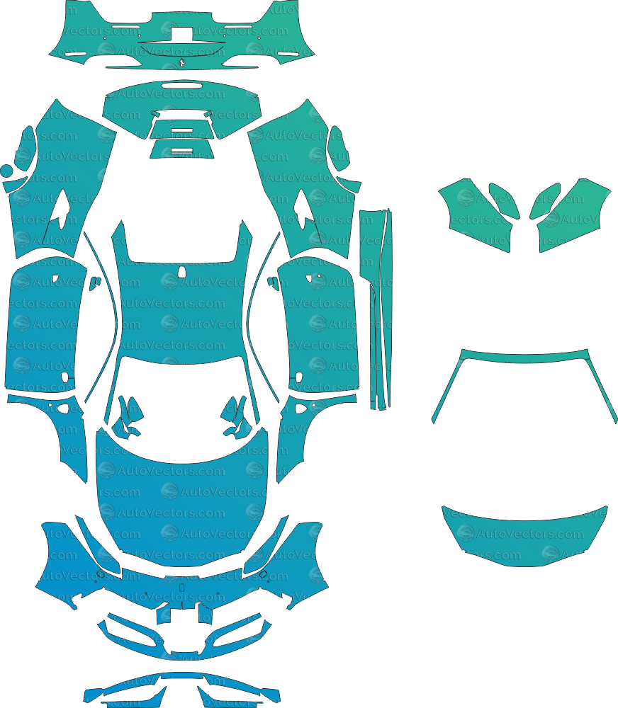 Ferrari 488 GTB F142M (2016–2019) Coupe pre-cut PPF vector template download