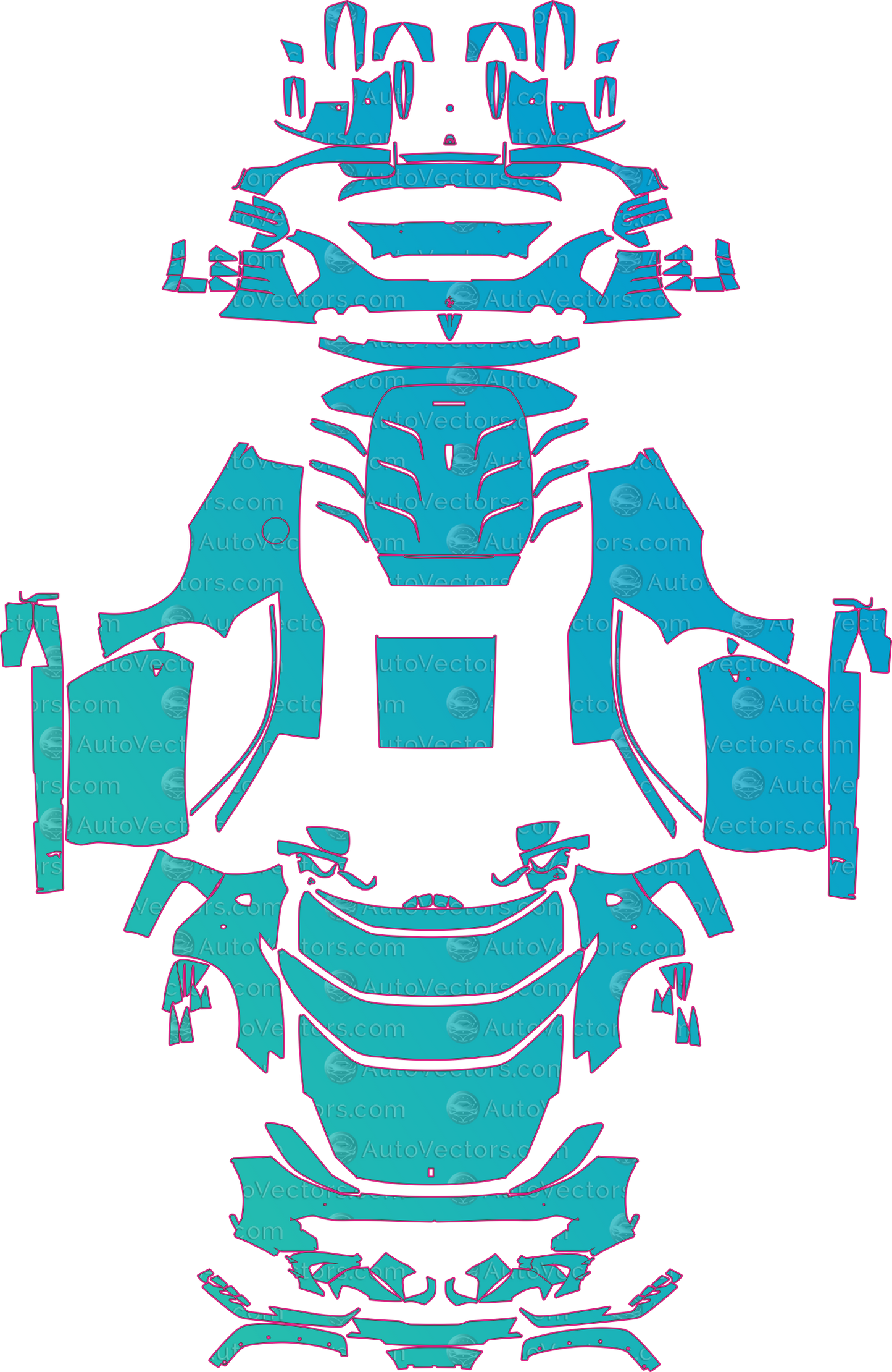 Ferrari 812 F152M Competizione (From 2022) Coupe Pre-Cut PPF Pattern Templates – pre-cut PPF pattern templates, digital download vector files (CDR, AI, PDF, DXF, SVG)