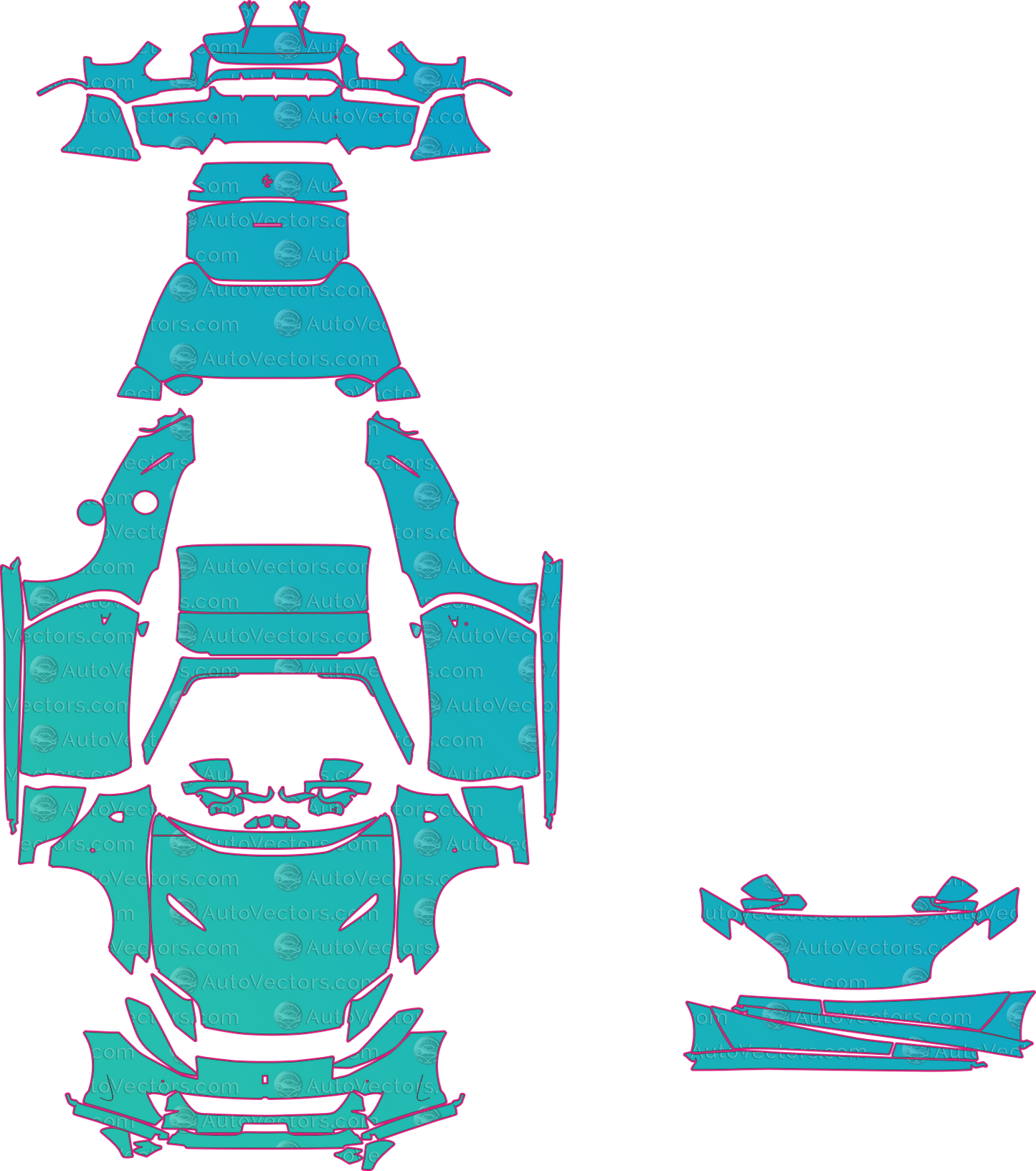 Ferrari 812 GTS F152M (From 2021) Convertible Pre-Cut PPF Pattern Templates – pre-cut PPF pattern templates, digital download vector files (CDR, AI, PDF, DXF, SVG)