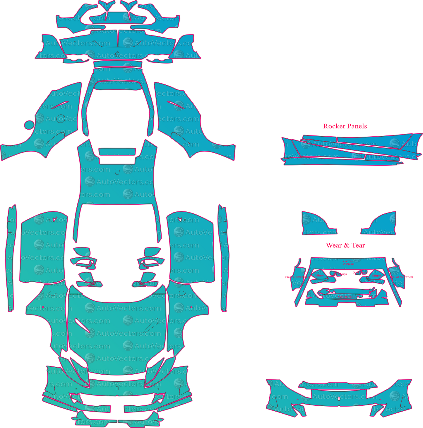 Ferrari 812 Superfast F152M (From 2017) Coupe Pre-Cut PPF Pattern Templates – pre-cut PPF pattern templates, digital download vector files (CDR, AI, PDF, DXF, SVG)
