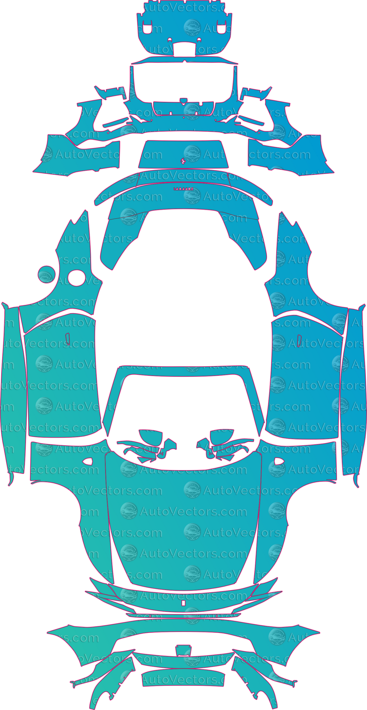 Ferrari Amalfi (From 2025) Spider pre-cut PPF pattern layout