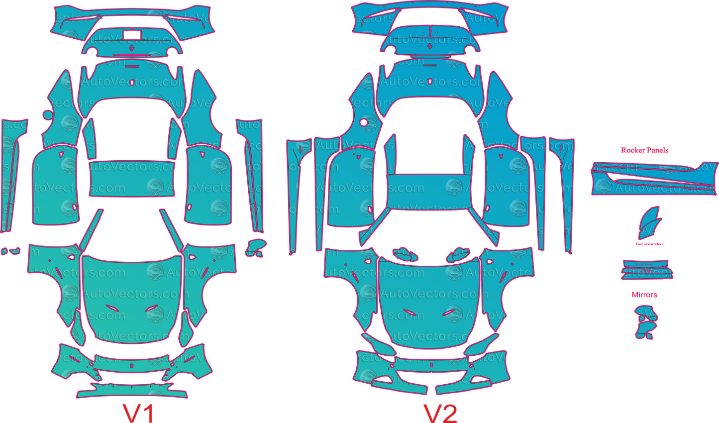 Ferrari California T F149M (From 2014) Convertible Pre-Cut PPF Pattern Templates – pre-cut PPF pattern templates, digital download vector files (CDR, AI, PDF, DXF, SVG)