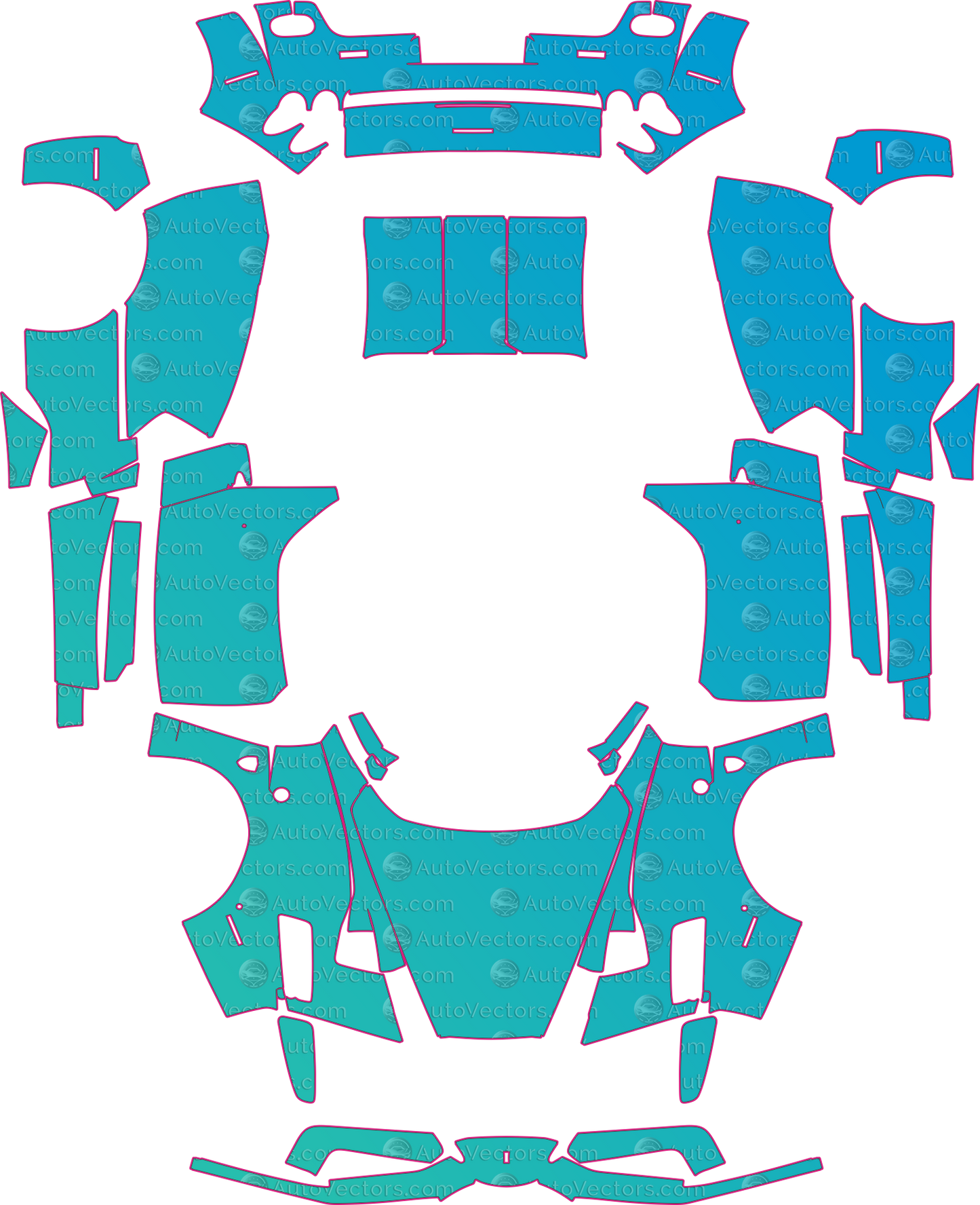 Ferrari Enzo F140 (From 2002) Coupe Pre-Cut PPF Pattern Templates – pre-cut PPF pattern templates, digital download vector files (CDR, AI, PDF, DXF, SVG)