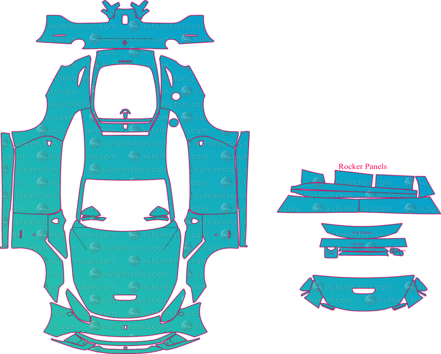 Ferrari F12 Berlinetta F152 (From 2013) Coupe Pre-Cut PPF Pattern Templates – pre-cut PPF pattern templates, digital download vector files (CDR, AI, PDF, DXF, SVG)