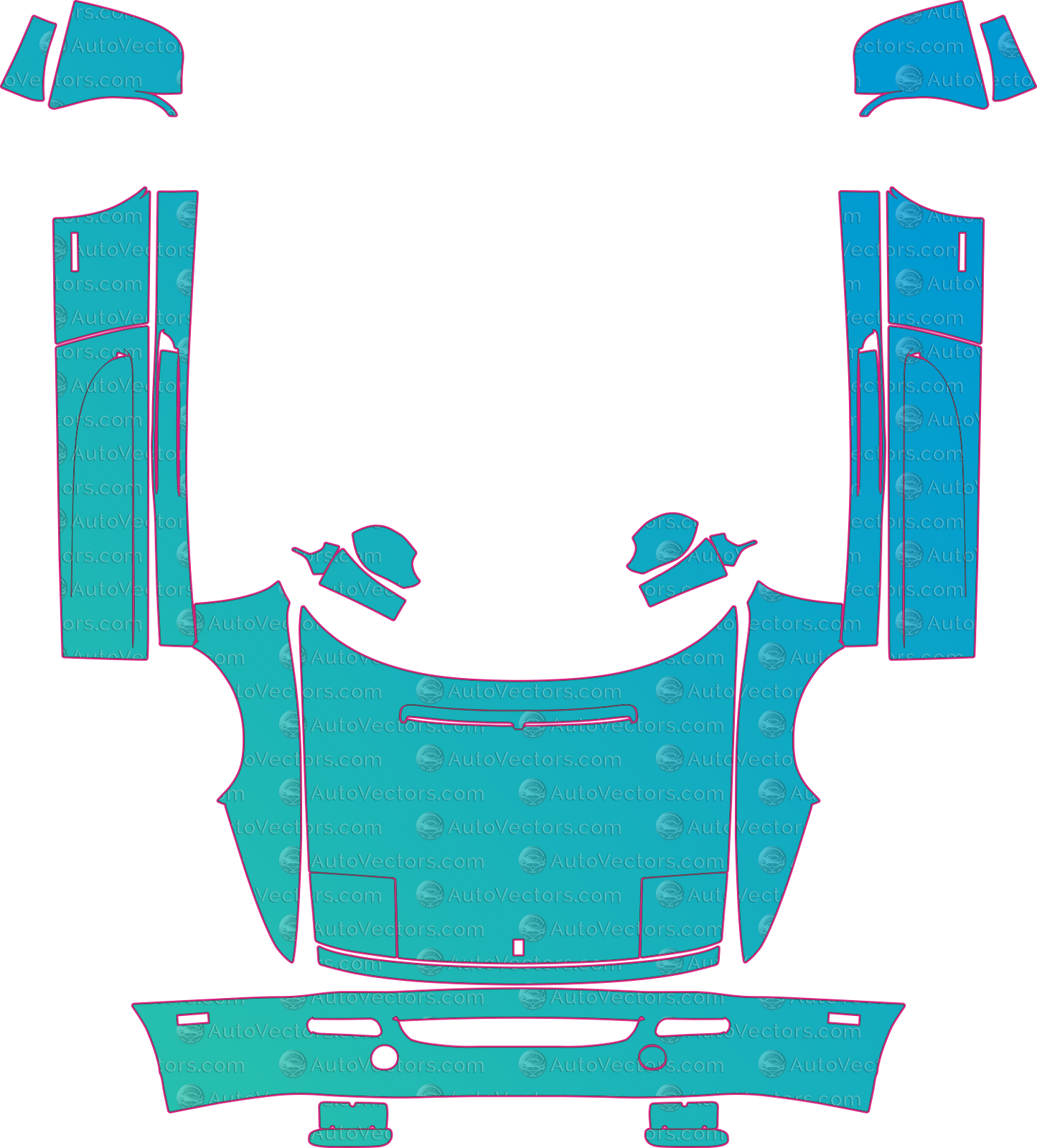 Ferrari F355 F129 (From 1995) Coupe Pre-Cut PPF Pattern Templates – pre-cut PPF pattern templates, digital download vector files (CDR, AI, PDF, DXF, SVG)