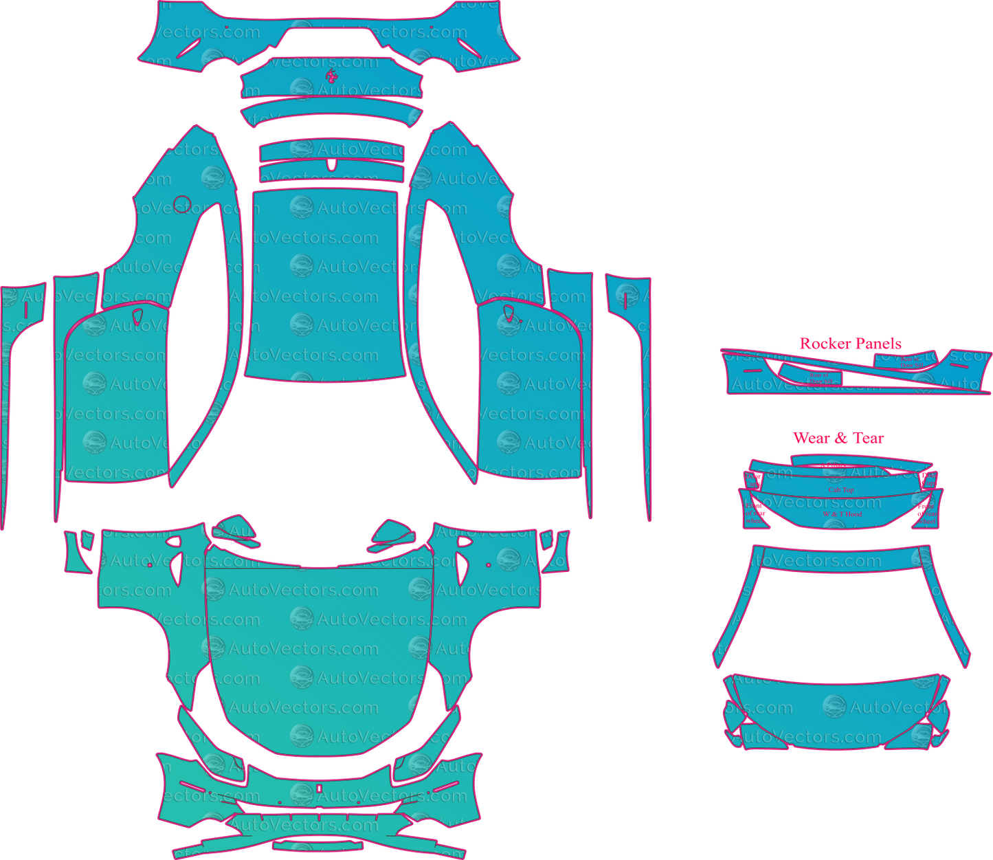 Ferrari FF F151 (From 2012) Coupe Pre-Cut PPF Pattern Templates – pre-cut PPF pattern templates, digital download vector files (CDR, AI, PDF, DXF, SVG)