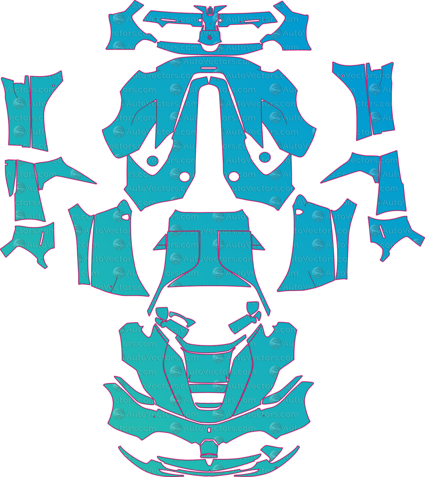 Ferrari LaFerrari F150 (From 2015) Coupe Pre-Cut PPF Pattern Templates – pre-cut PPF pattern templates, digital download vector files (CDR, AI, PDF, DXF, SVG)