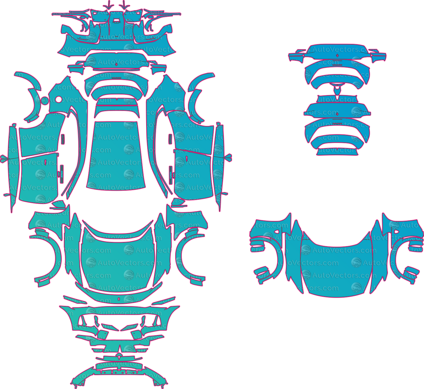 Ferrari Purosangue F175 (From 2023) SUV Pre-Cut PPF Pattern Templates – pre-cut PPF pattern templates, digital download vector files (CDR, AI, PDF, DXF, SVG)