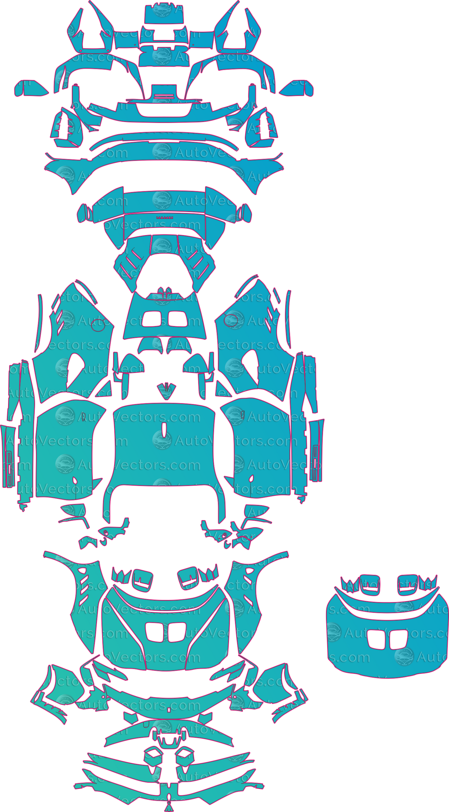 Ferrari SF90 Stradale F173 (From 2024) Coupe Pre-Cut PPF Pattern Templates – pre-cut PPF pattern templates, digital download vector files (CDR, AI, PDF, DXF, SVG)