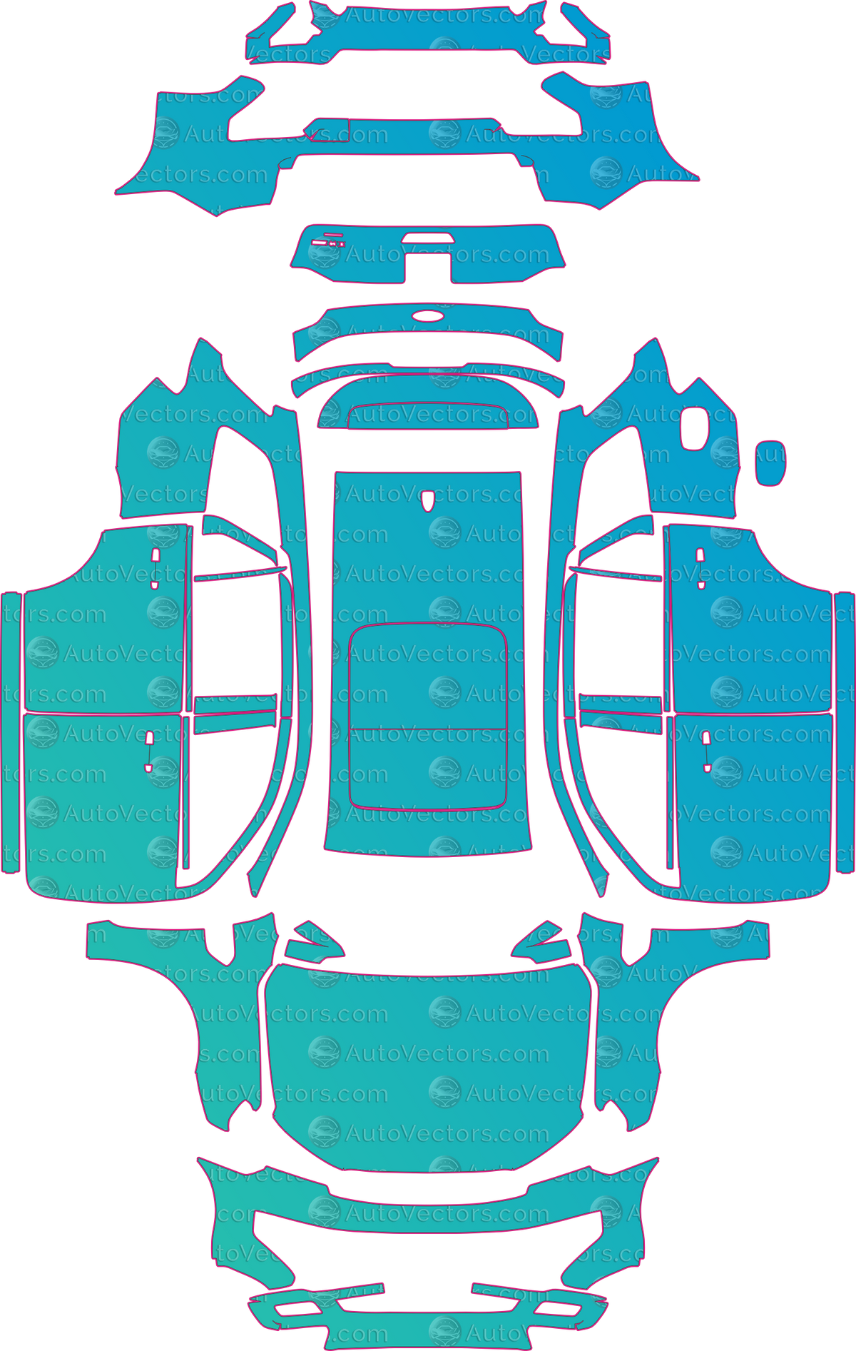 Ford Everest (From 2020) SUV – pre-cut PPF pattern templates, instant digital download vector cut files (CDR, AI, PDF, SVG)