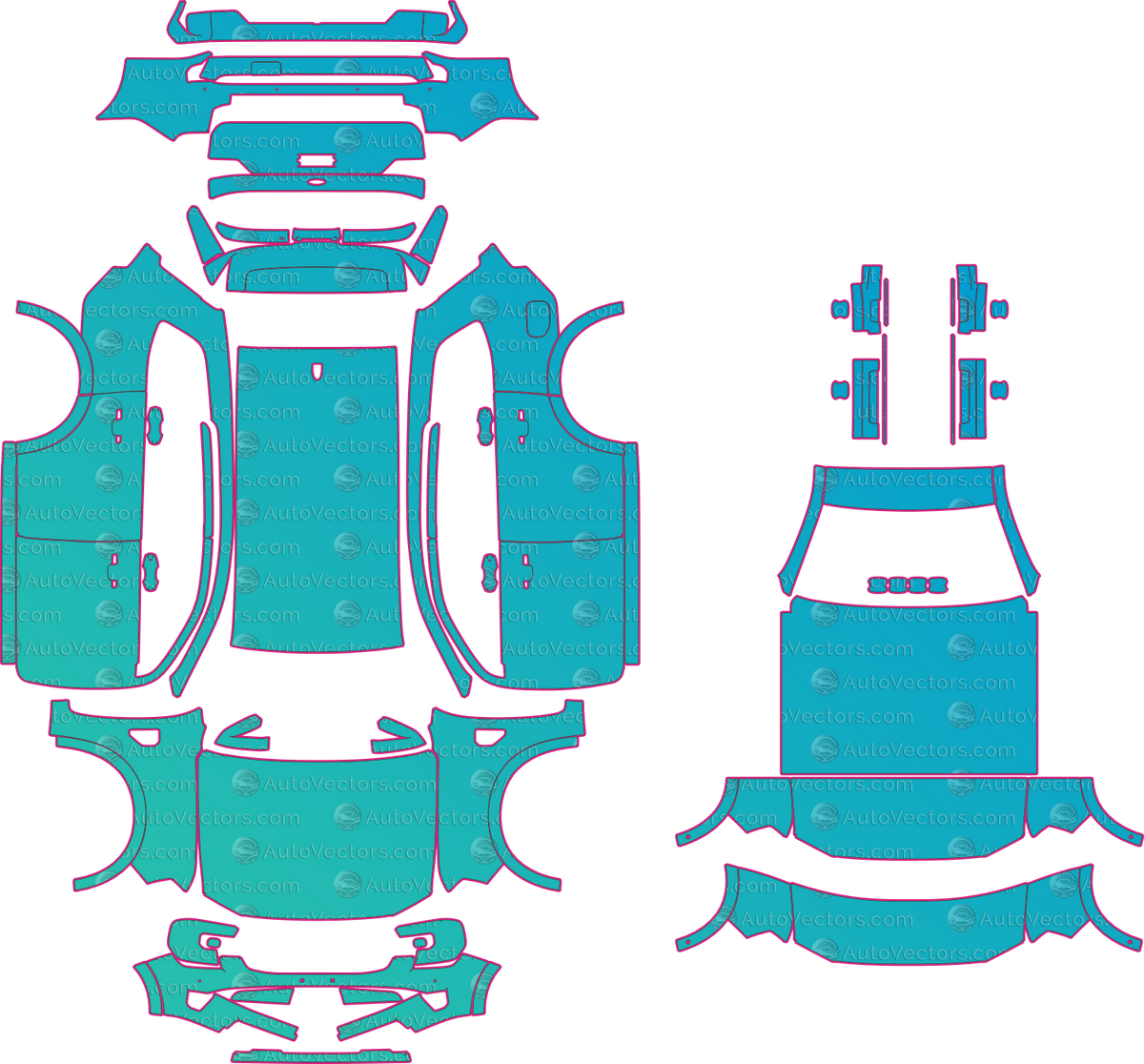 Ford Everest U704 Ambiente (From 2025) SUV – pre-cut PPF pattern templates, instant digital download vector cut files (CDR, AI, PDF, SVG)