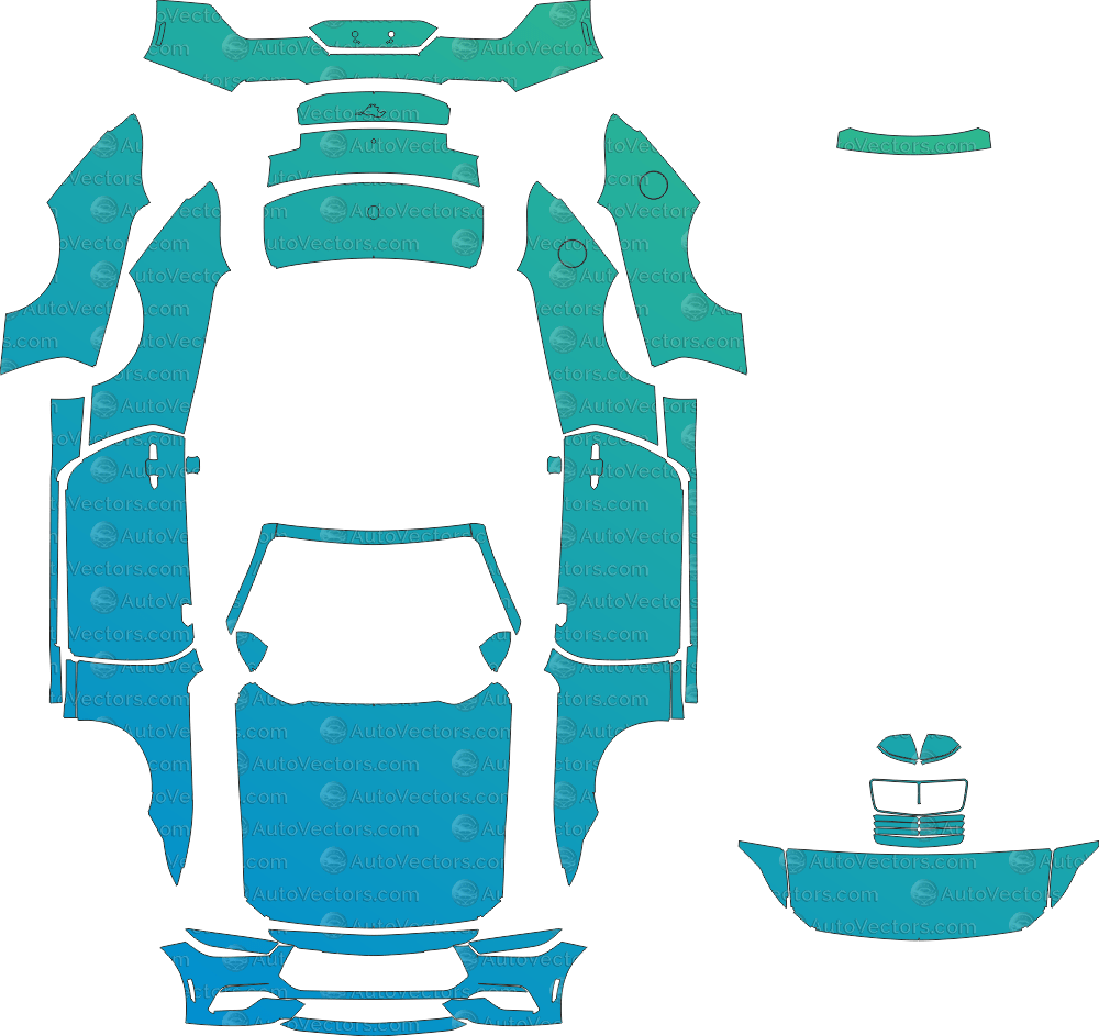 Ford Mustang EcoBoost Premium S650 (From 2024) Convertible pre-cut PPF vector template download