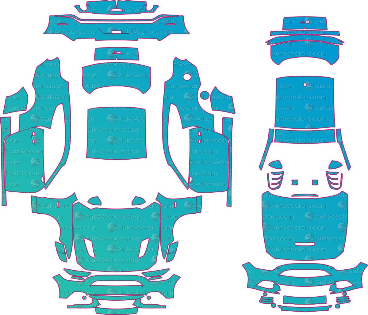 Ford Mustang GT (From 2015) Coupe pre-cut PPF pattern layout