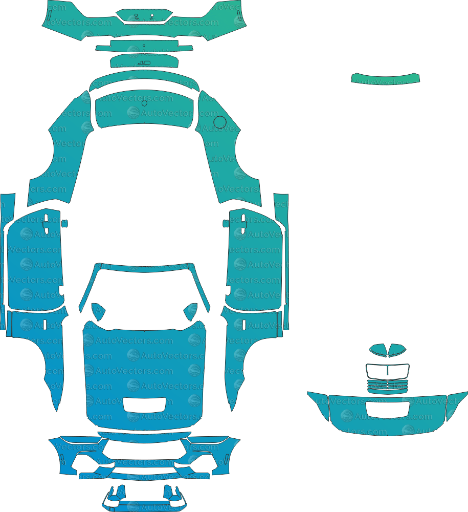 Ford Mustang GT (From 2024) Convertible pre-cut PPF vector template download