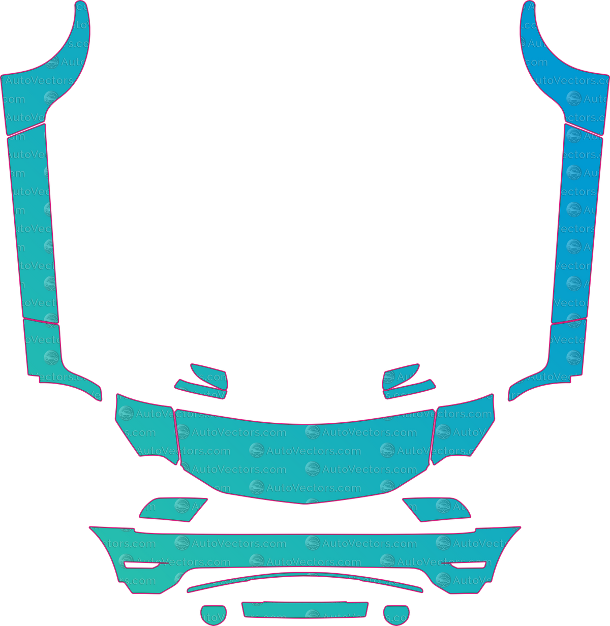 Ford Mustang GT-GT Premium (From 2010) Coupe pre-cut PPF pattern layout