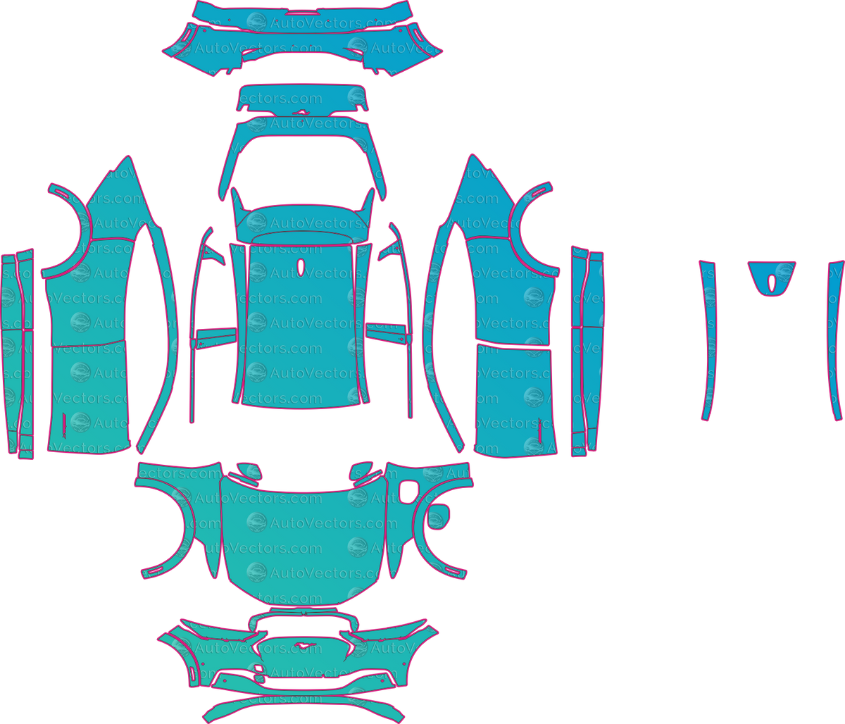 Ford Mustang Mach-E Premium (From 2021) SUV pre-cut PPF pattern layout