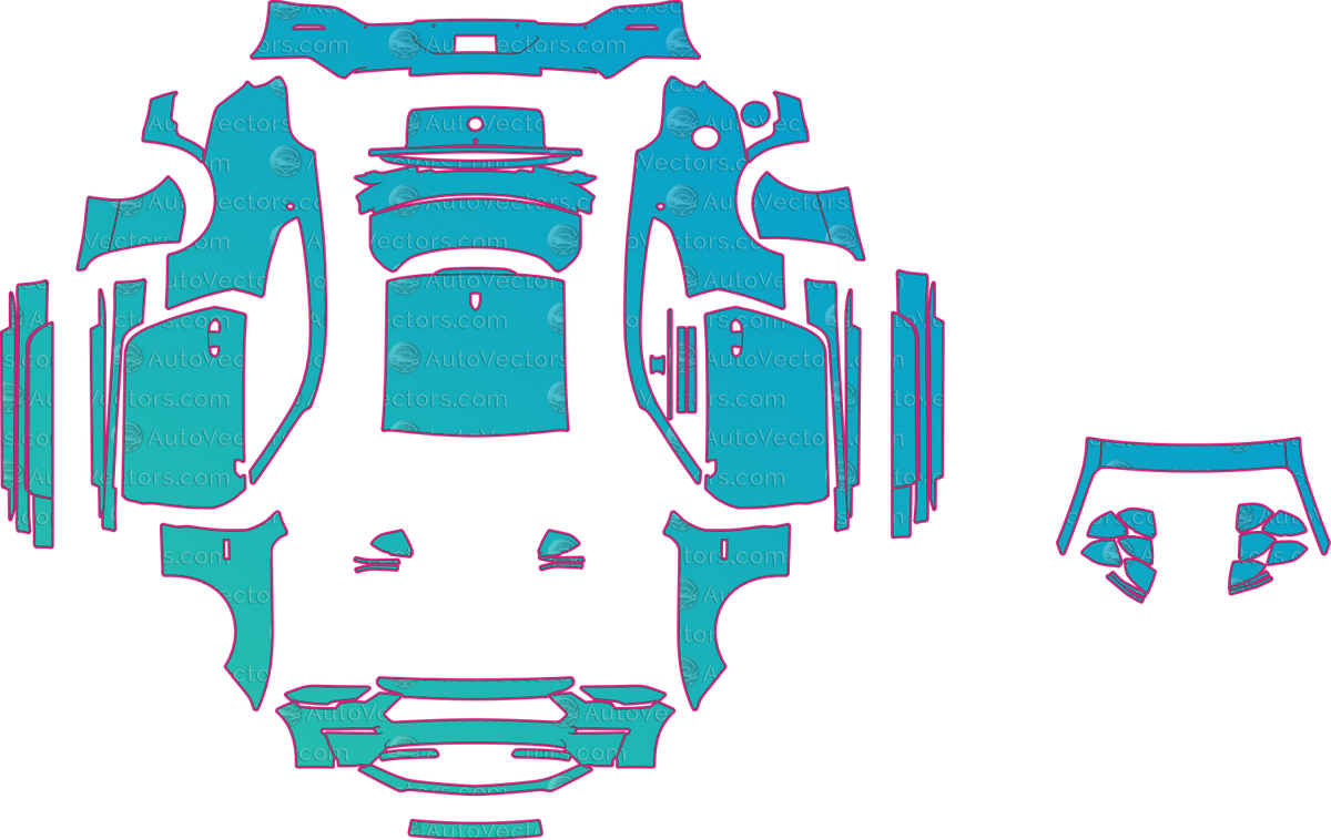 Ford Mustang Shelby GT SC (From 2018) Fastback pre-cut PPF pattern layout
