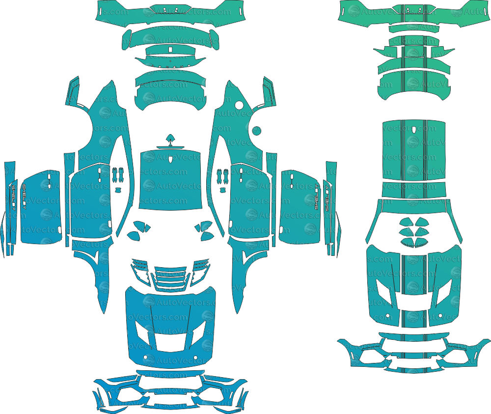 Ford Mustang Shelby Super Snake (From 2024) Fastback pre-cut PPF vector template download