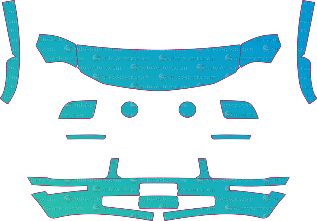 Ford Mustang V6 Base (From 2005) Coupe pre-cut PPF pattern layout
