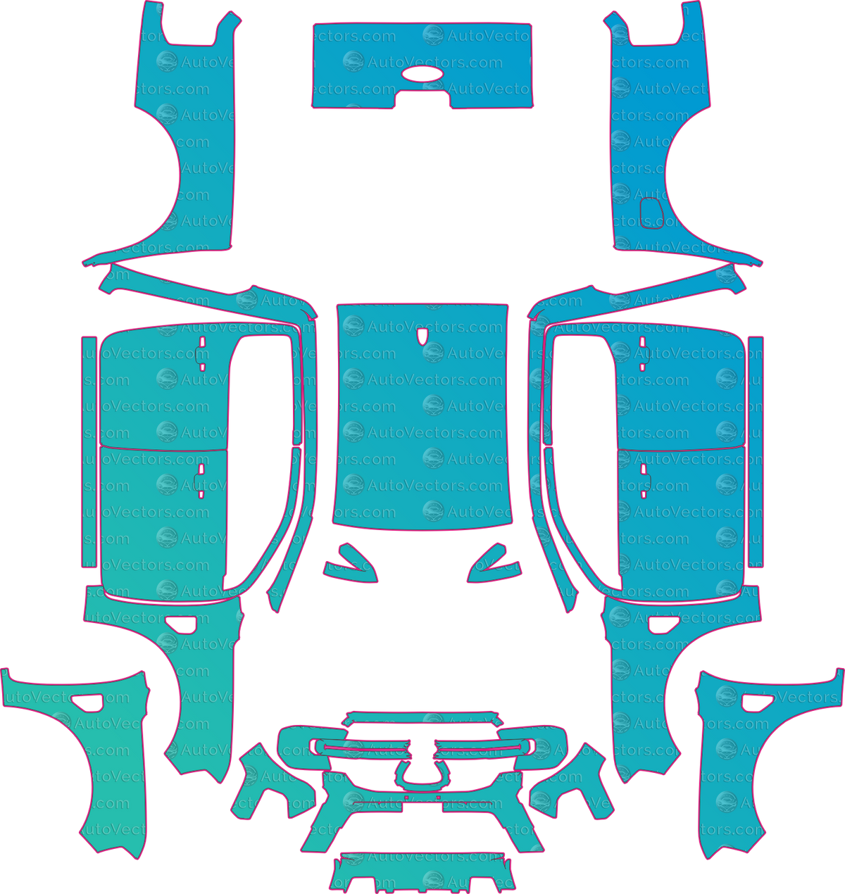Ford Ranger Diesel (From 2023) Pickup – pre-cut PPF pattern templates, instant digital download vector cut files (CDR, AI, PDF, SVG)