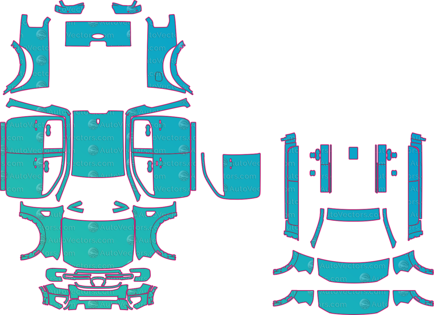 Ford Ranger Lariat (From 2024) Pickup – pre-cut PPF pattern templates, instant digital download vector cut files (CDR, AI, PDF, SVG)