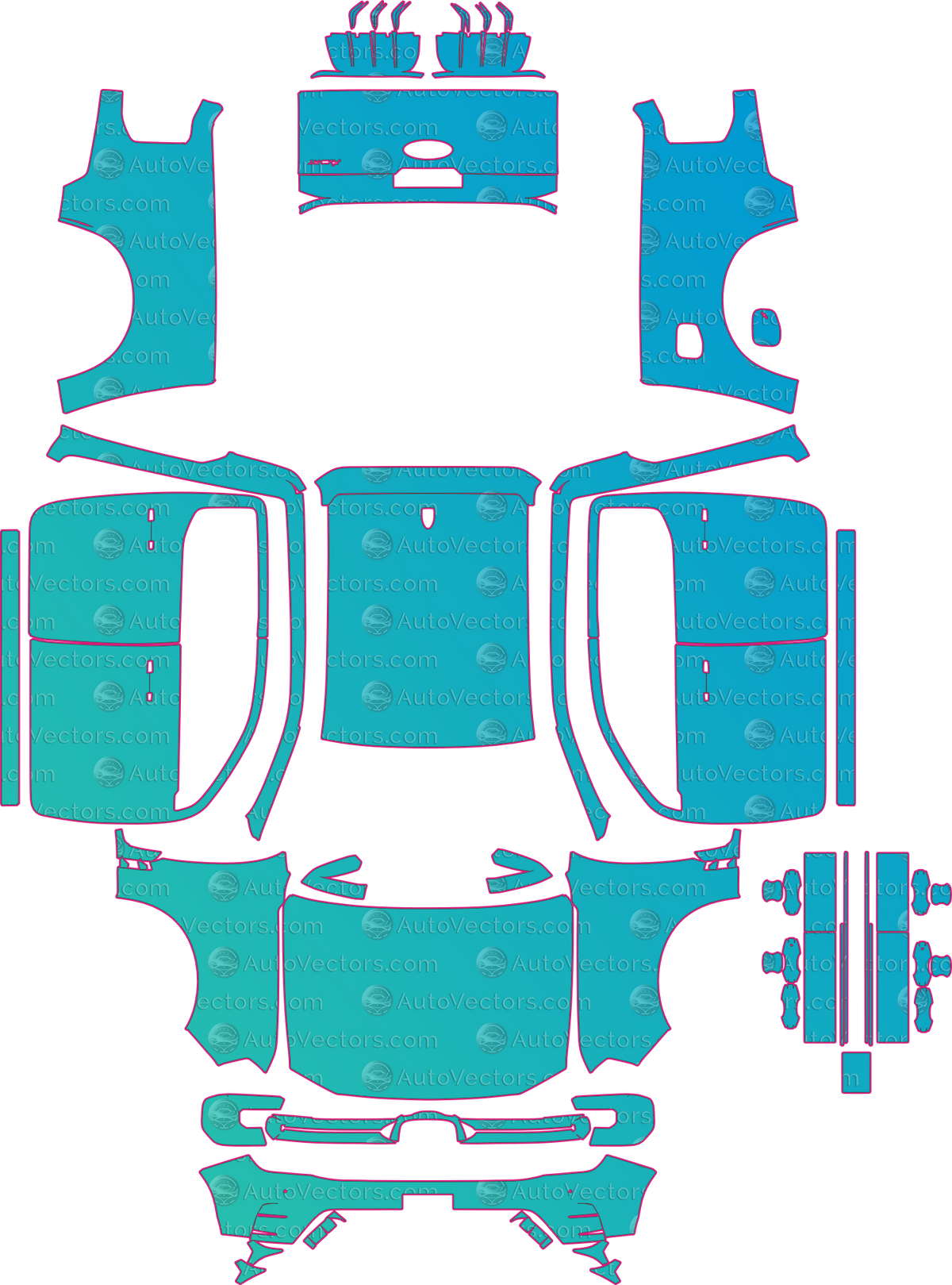 Ford Ranger MS-RT (From 2025) Pickup – pre-cut PPF pattern templates, instant digital download vector cut files (CDR, AI, PDF, SVG)