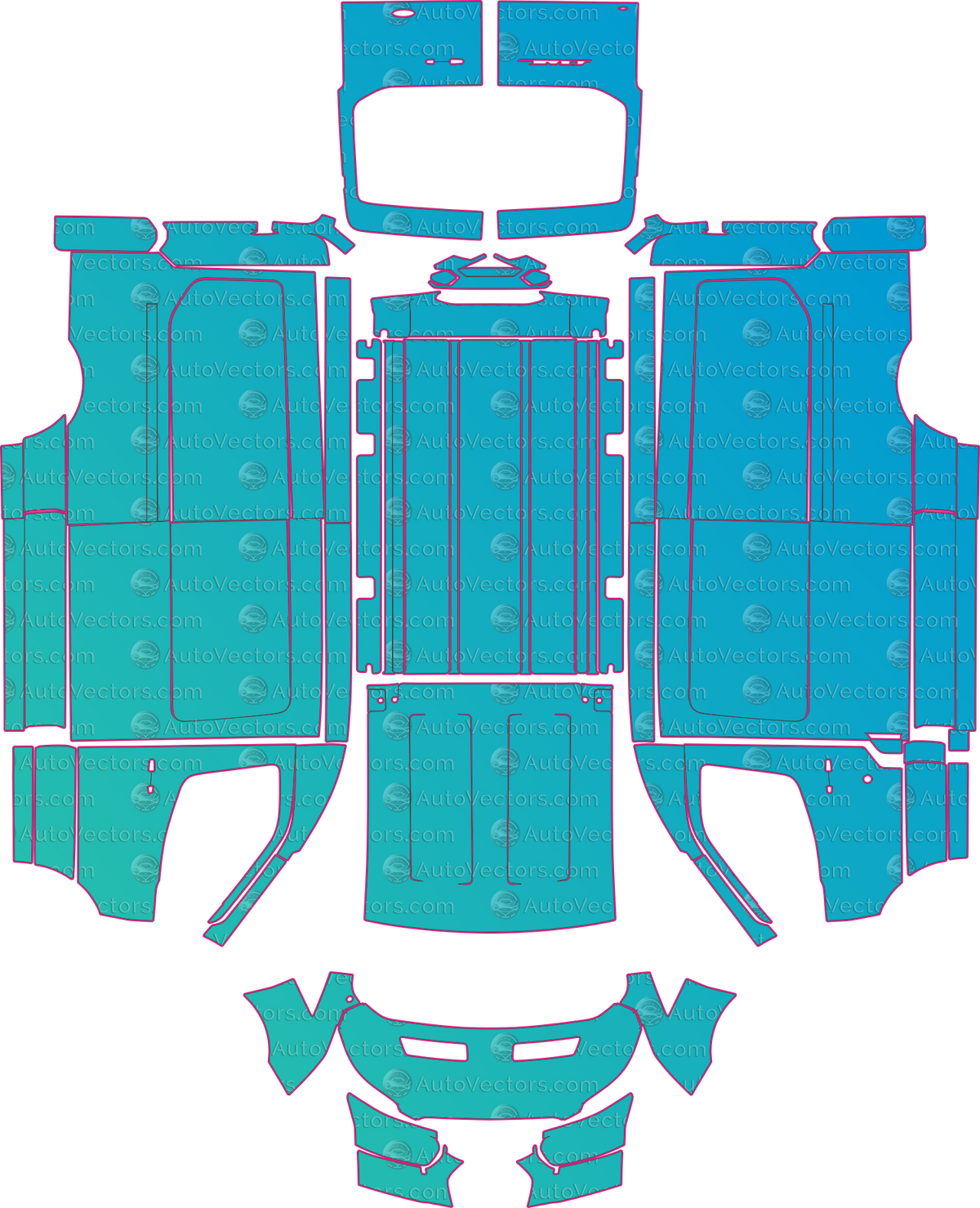 Ford Transit Medium Long (From 2025) Van – pre-cut PPF pattern templates, instant digital download vector cut files (CDR, AI, PDF, SVG)