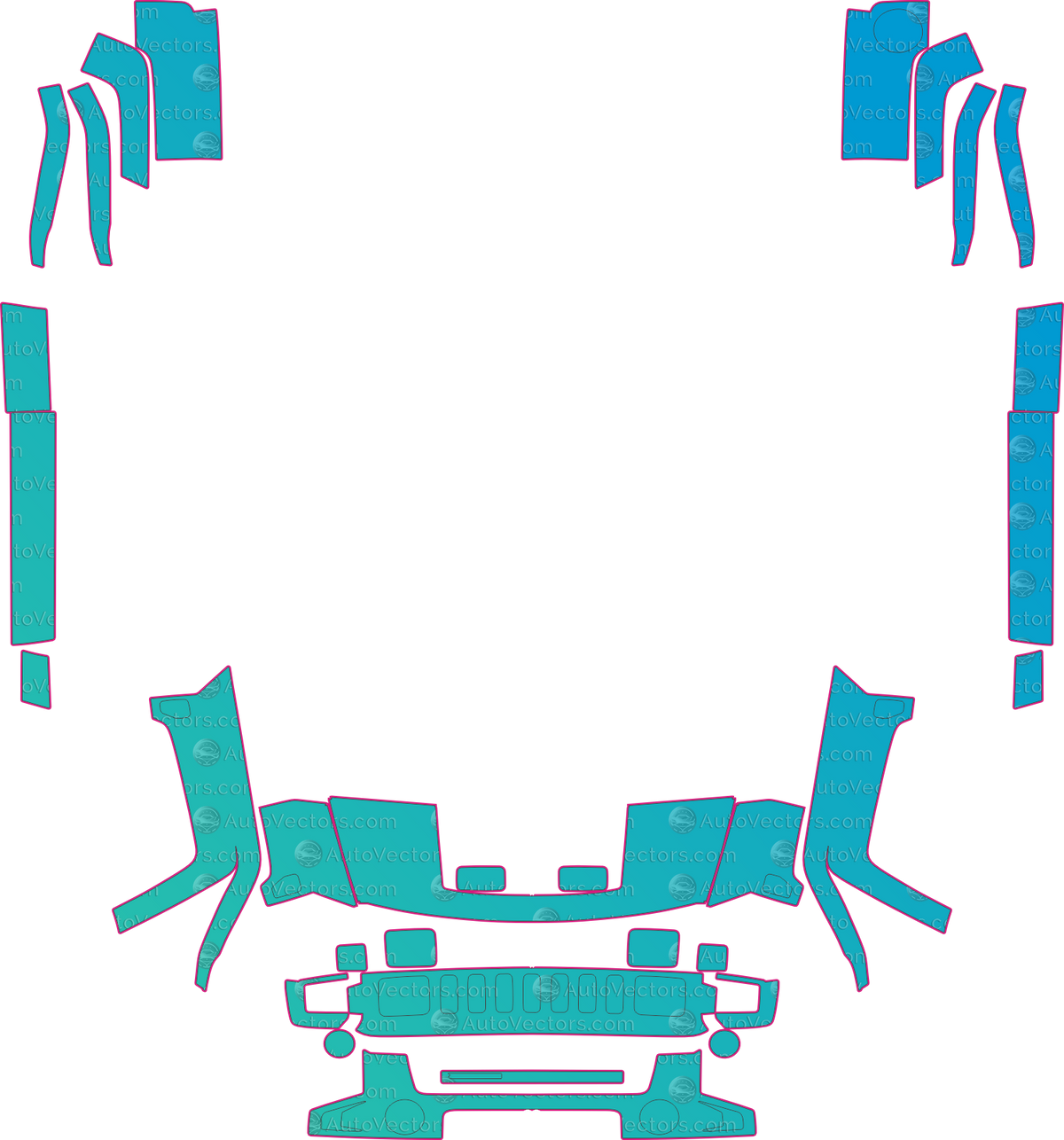 Hummer H3 (From 2006) SUV pre-cut PPF pattern layout