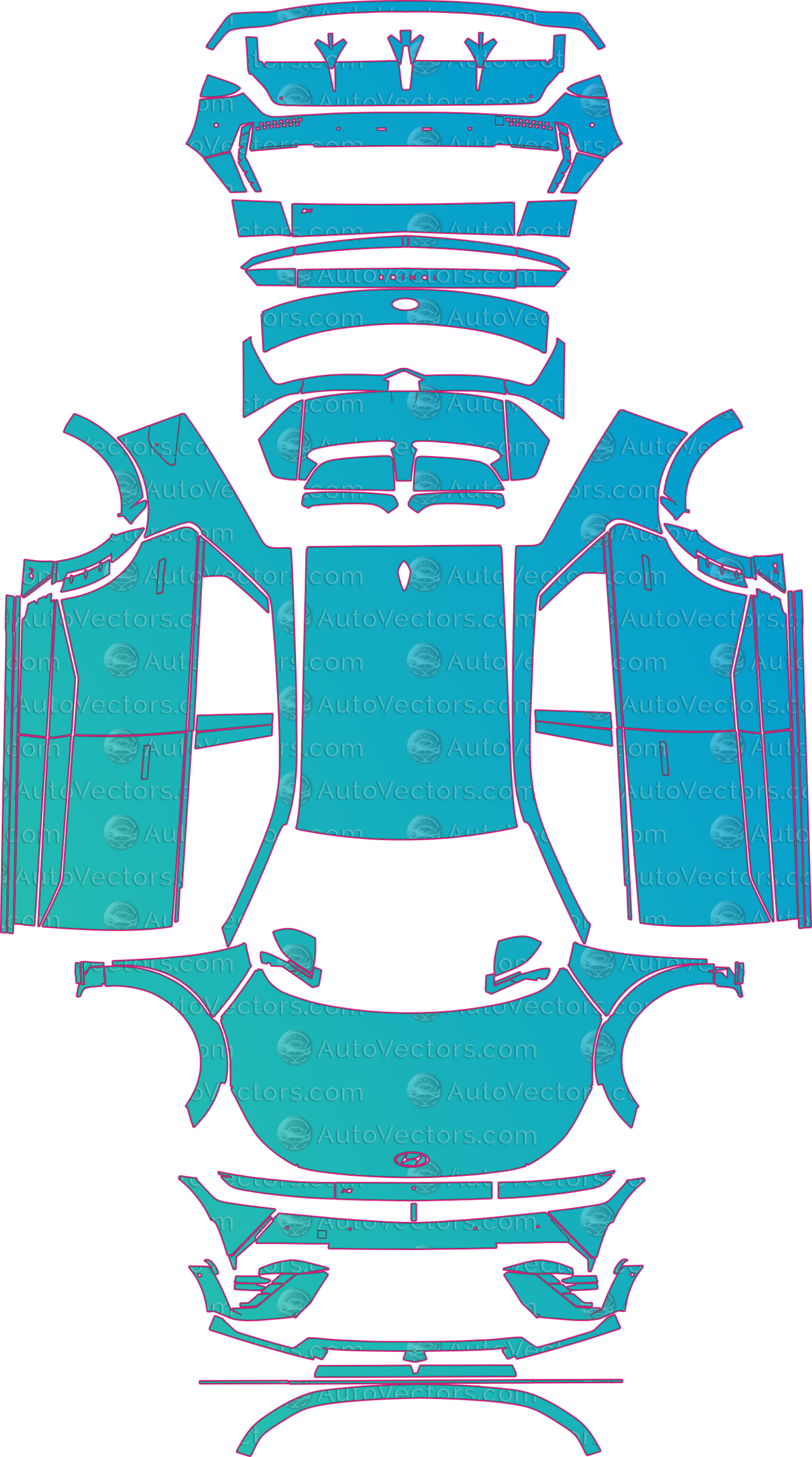 Hyundai Ioniq 5 NE N (From 2024) SUV Pre-Cut PPF Pattern Templates – pre-cut PPF pattern templates, digital download vector files (CDR, AI, PDF, DXF, SVG)