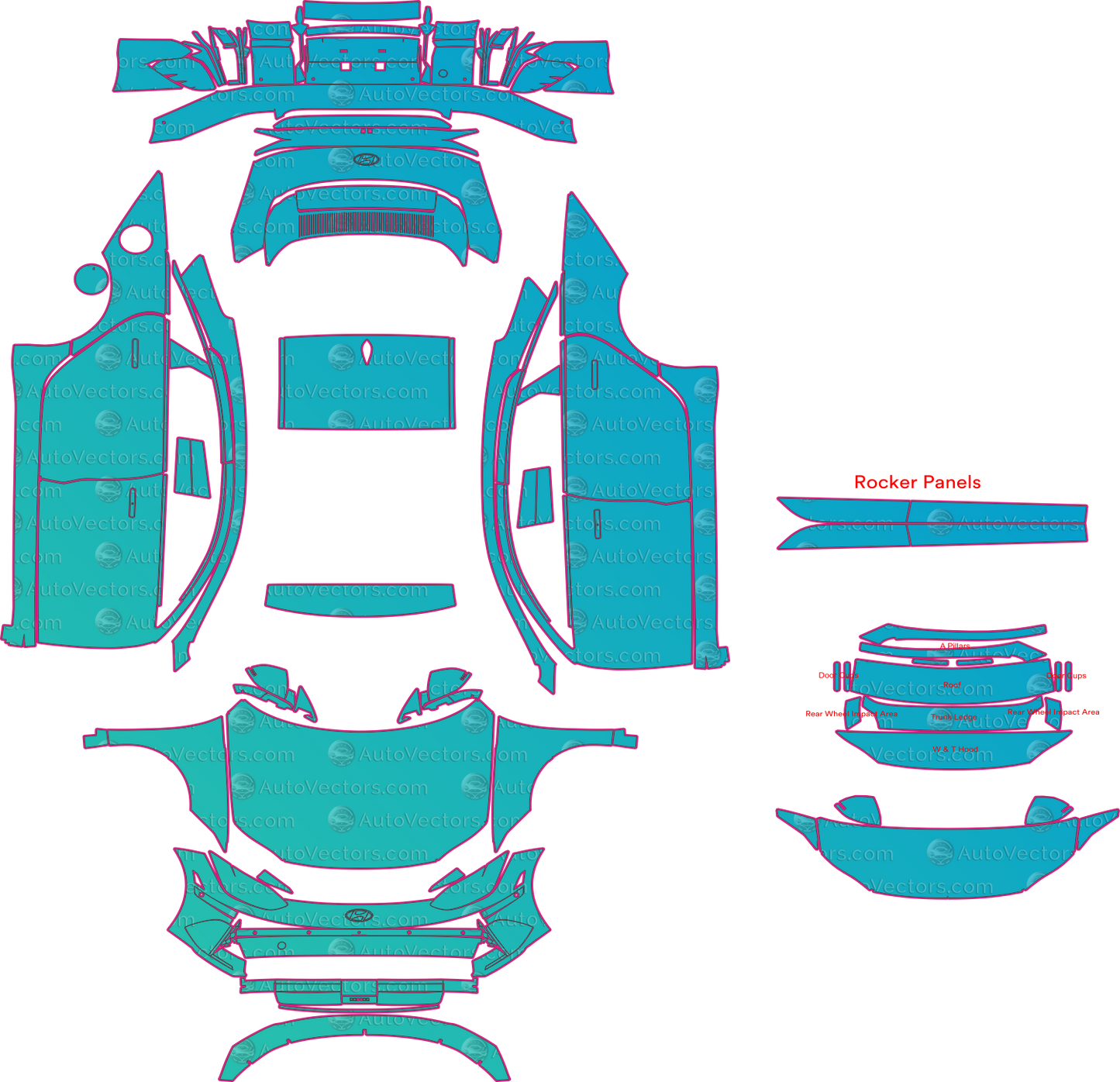 Hyundai Ioniq 6 (From 2023) Sedan Pre-Cut PPF Pattern Templates – pre-cut PPF pattern templates, digital download vector files (CDR, AI, PDF, DXF, SVG)