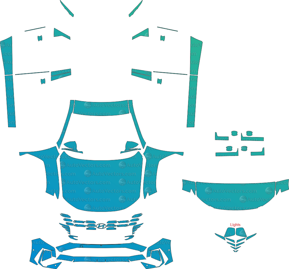 Hyundai Tucson SEL NX4 (From 2025) SUV pre-cut PPF vector template download